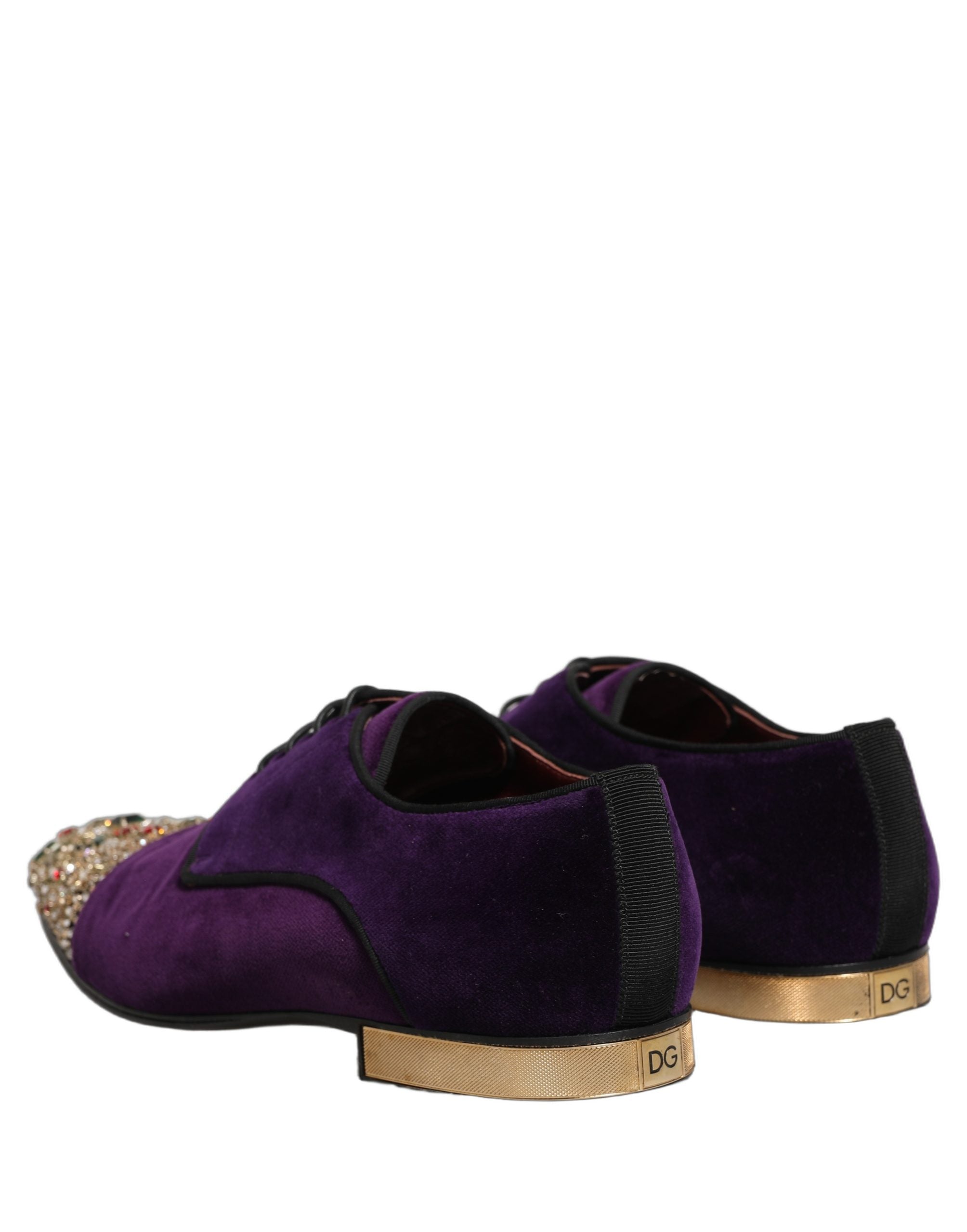Dolce & Gabbana Violet Suede Embellished Derby Dress Men's Shoes (Pre-Owned)
