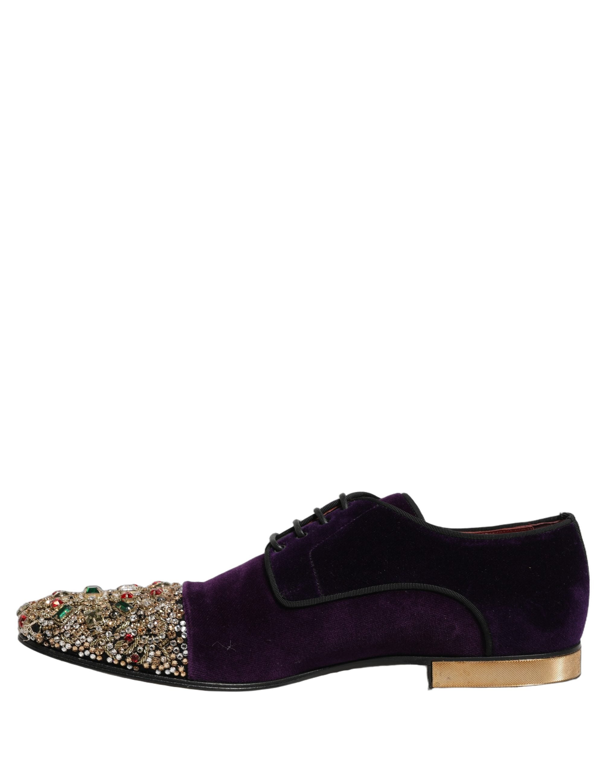 Dolce & Gabbana Violet Suede Embellished Derby Dress Men's Shoes (Pre-Owned)