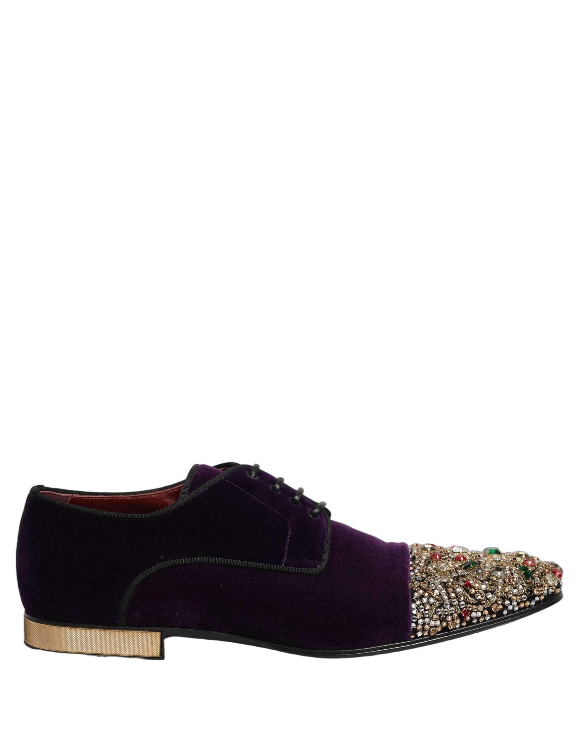Dolce & Gabbana Violet Suede Embellished Derby Dress Men's Shoes (Pre-Owned)