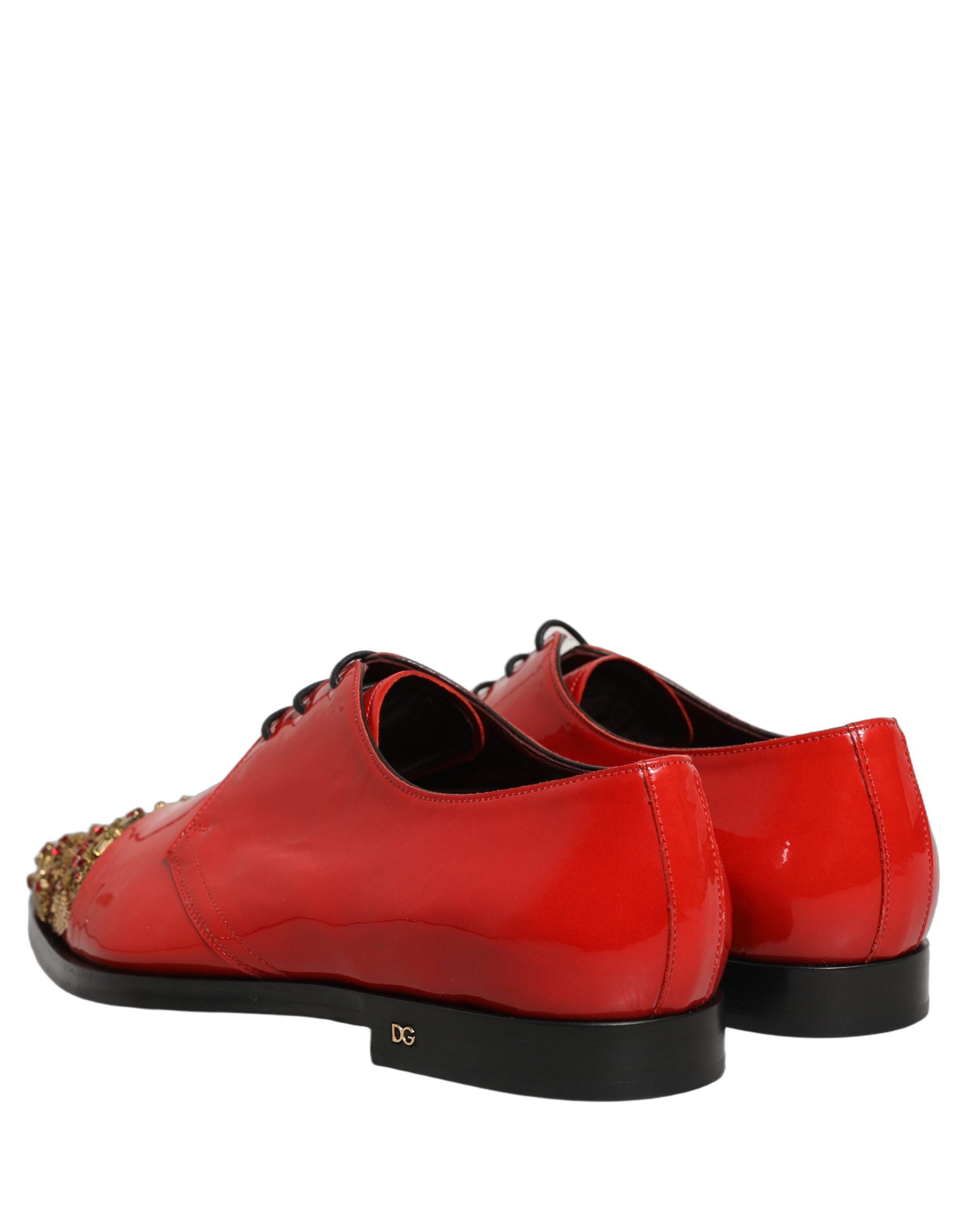 Dolce & Gabbana Red Embellished Men Derby Dress Formal Men's Shoes