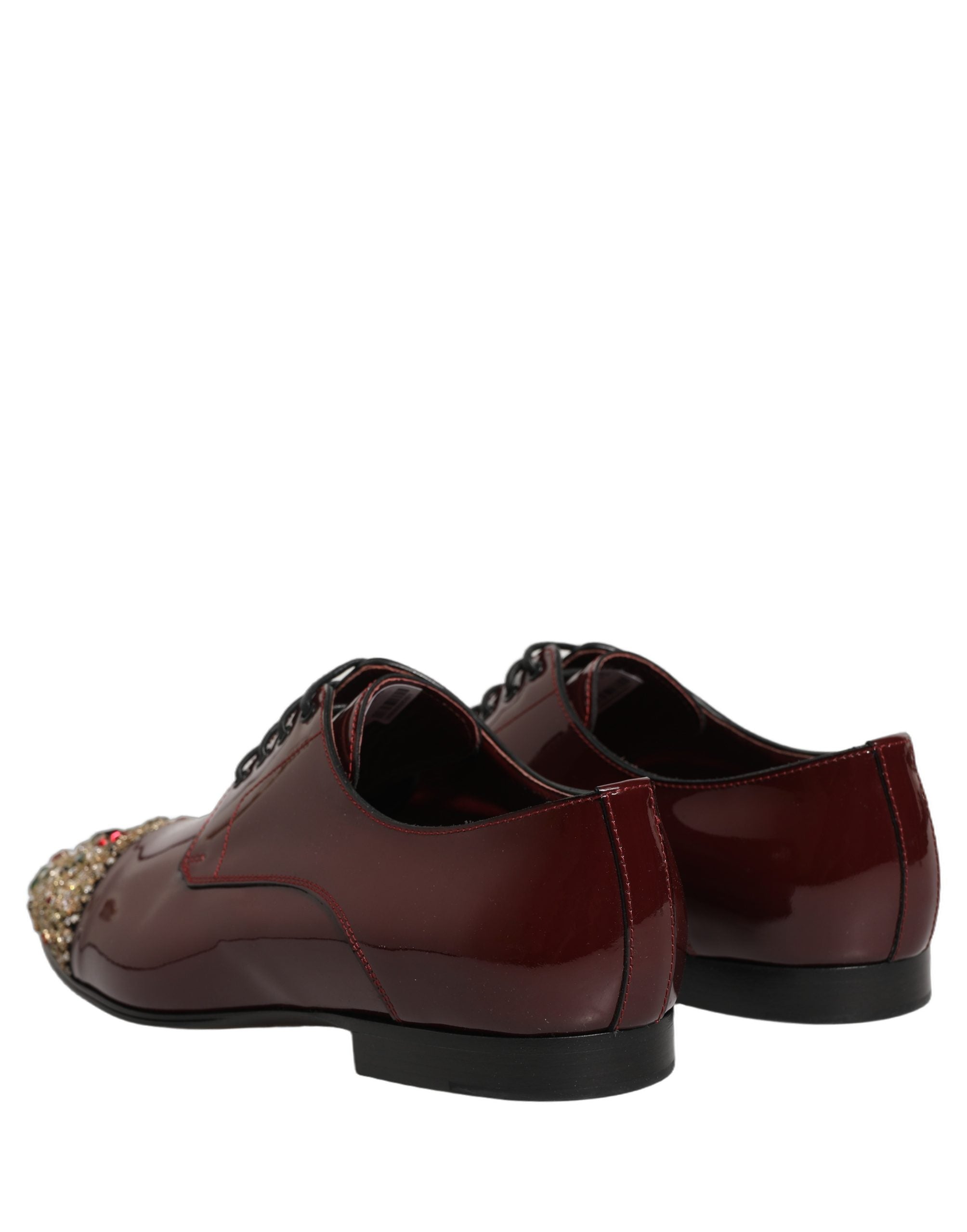 Dolce & Gabbana Maroon Embellished Derby Dress Formal Men's Shoes