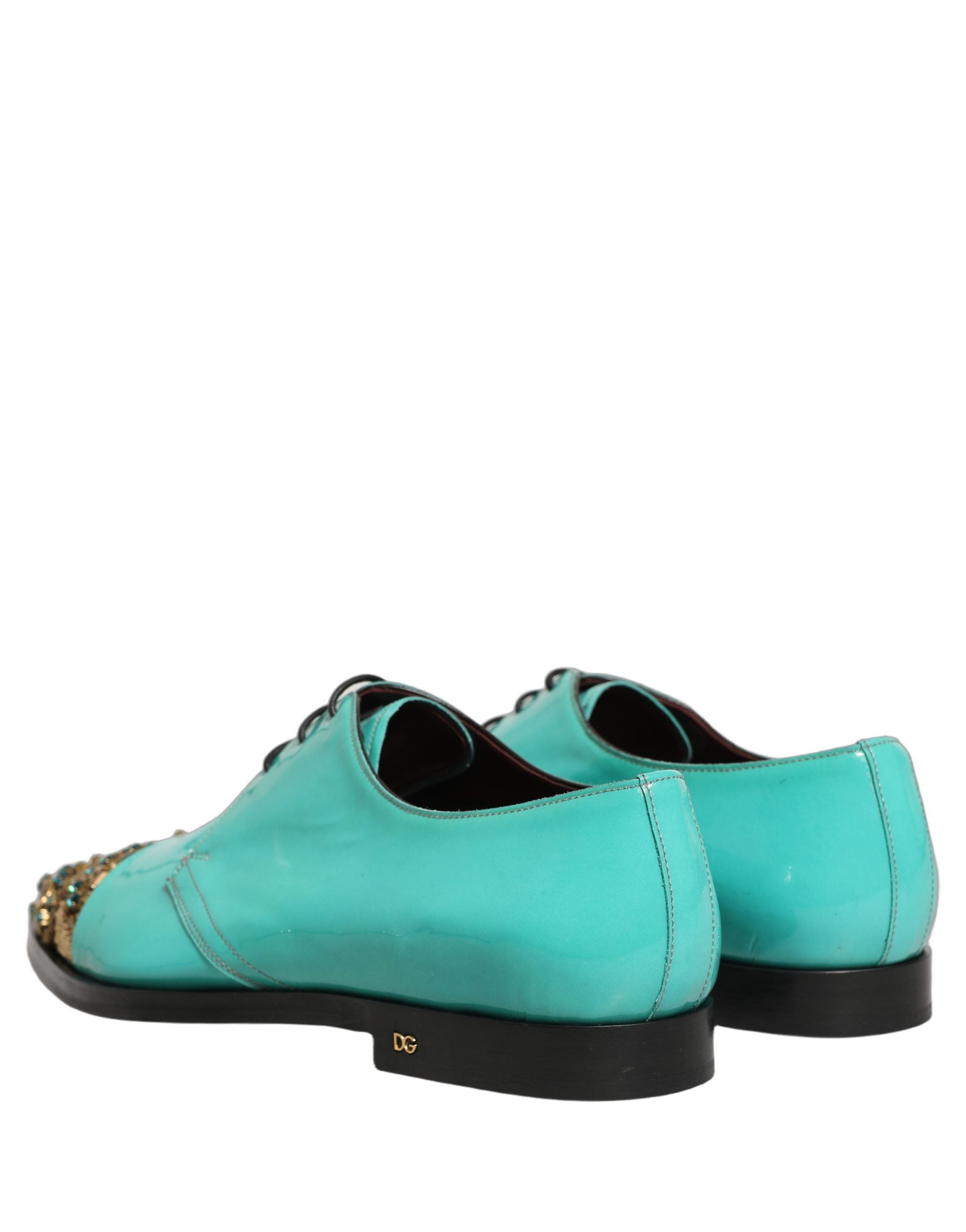 Dolce & Gabbana Aqua Blue Embellished Derby Dress Formal Men's Shoes