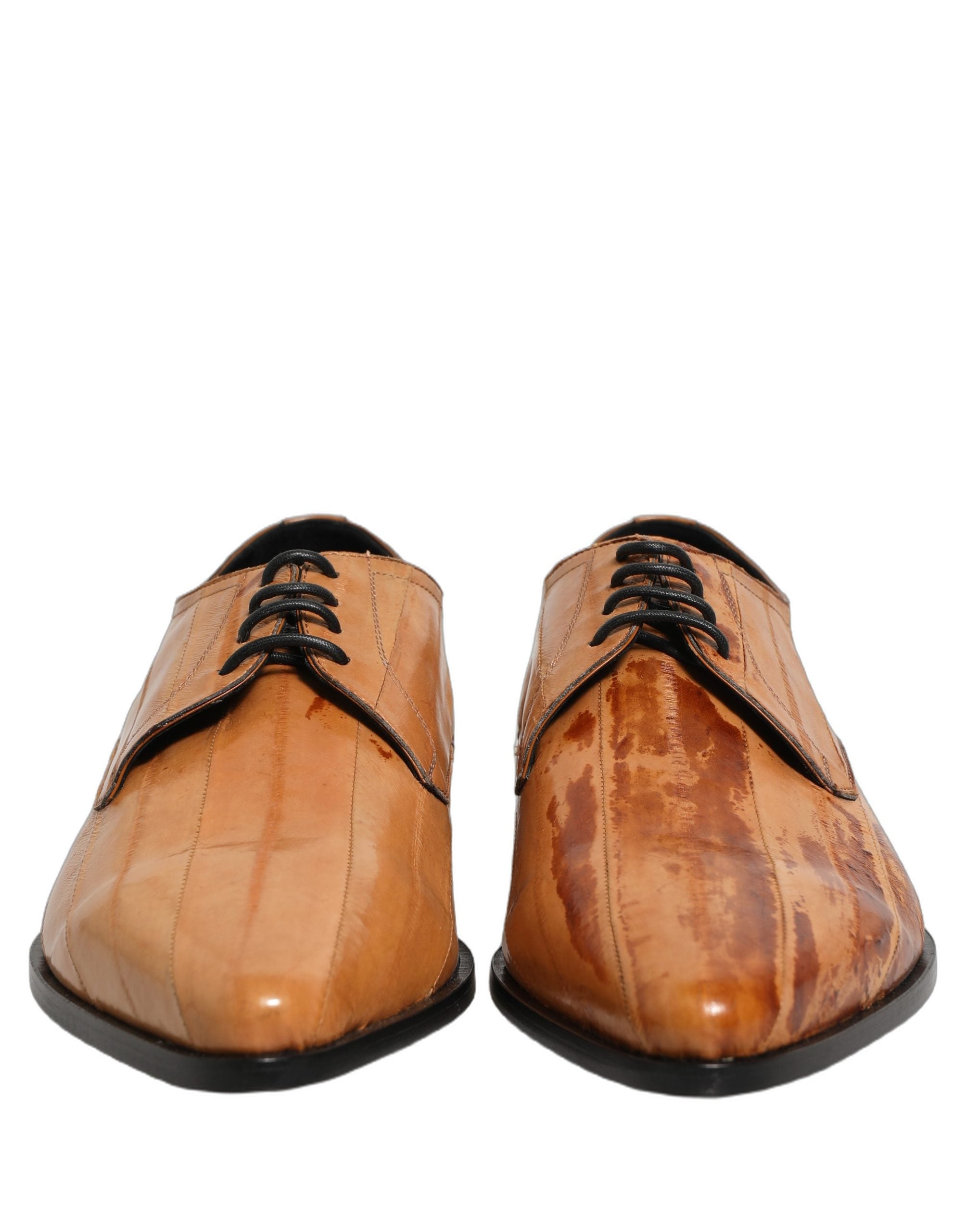 Dolce & Gabbana Brown Leather Lace Up Men Derby Dress Men's Shoes