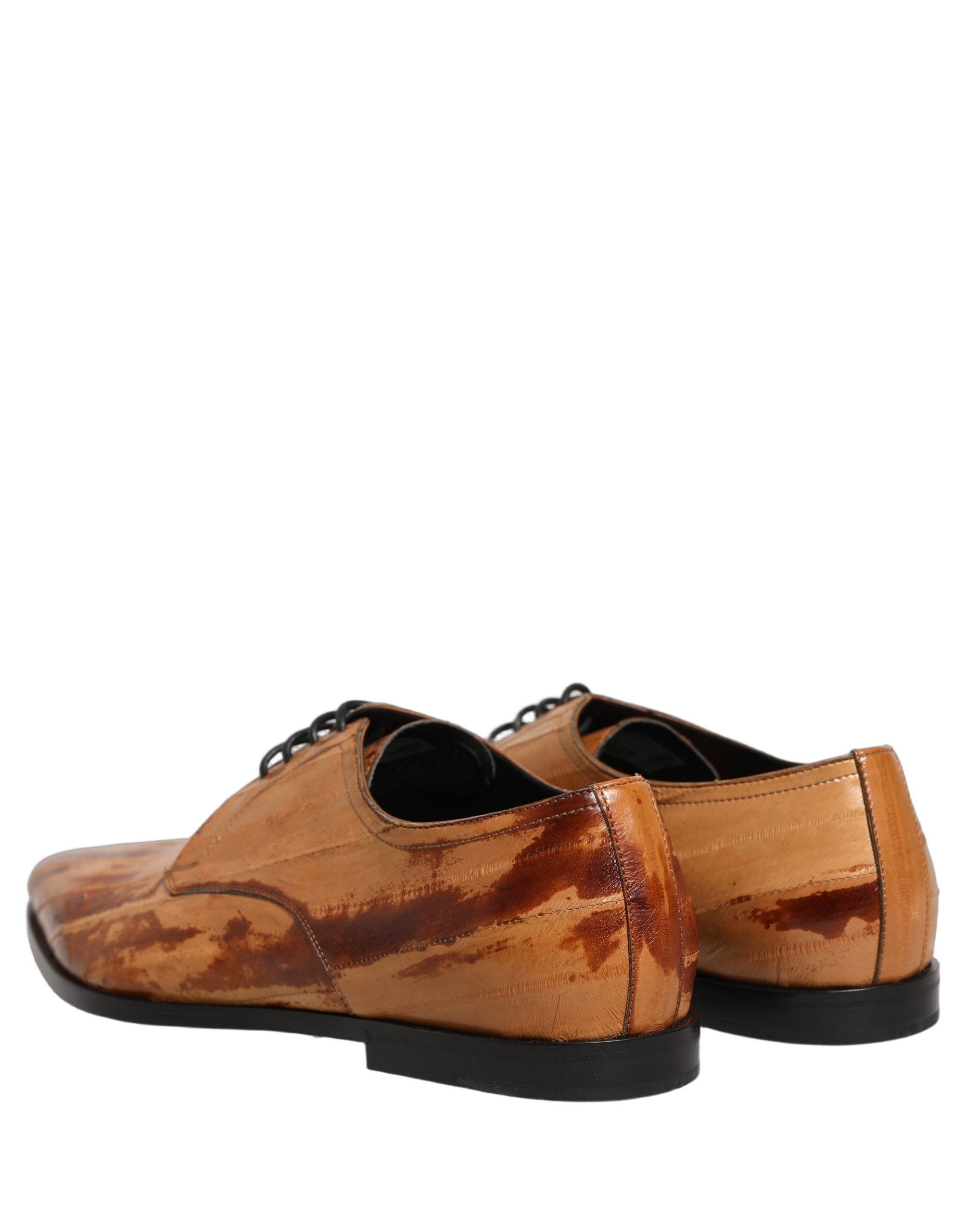 Dolce & Gabbana Brown Leather Lace Up Men Derby Dress Men's Shoes