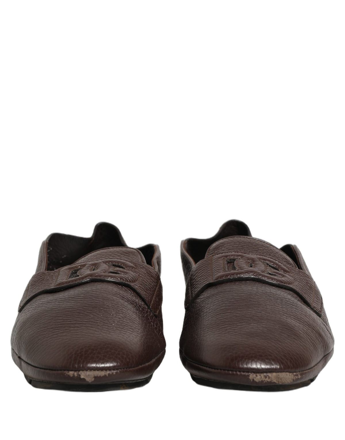 Dolce & Gabbana Brown Deerskin Leather Driver Loafers Men's Shoes