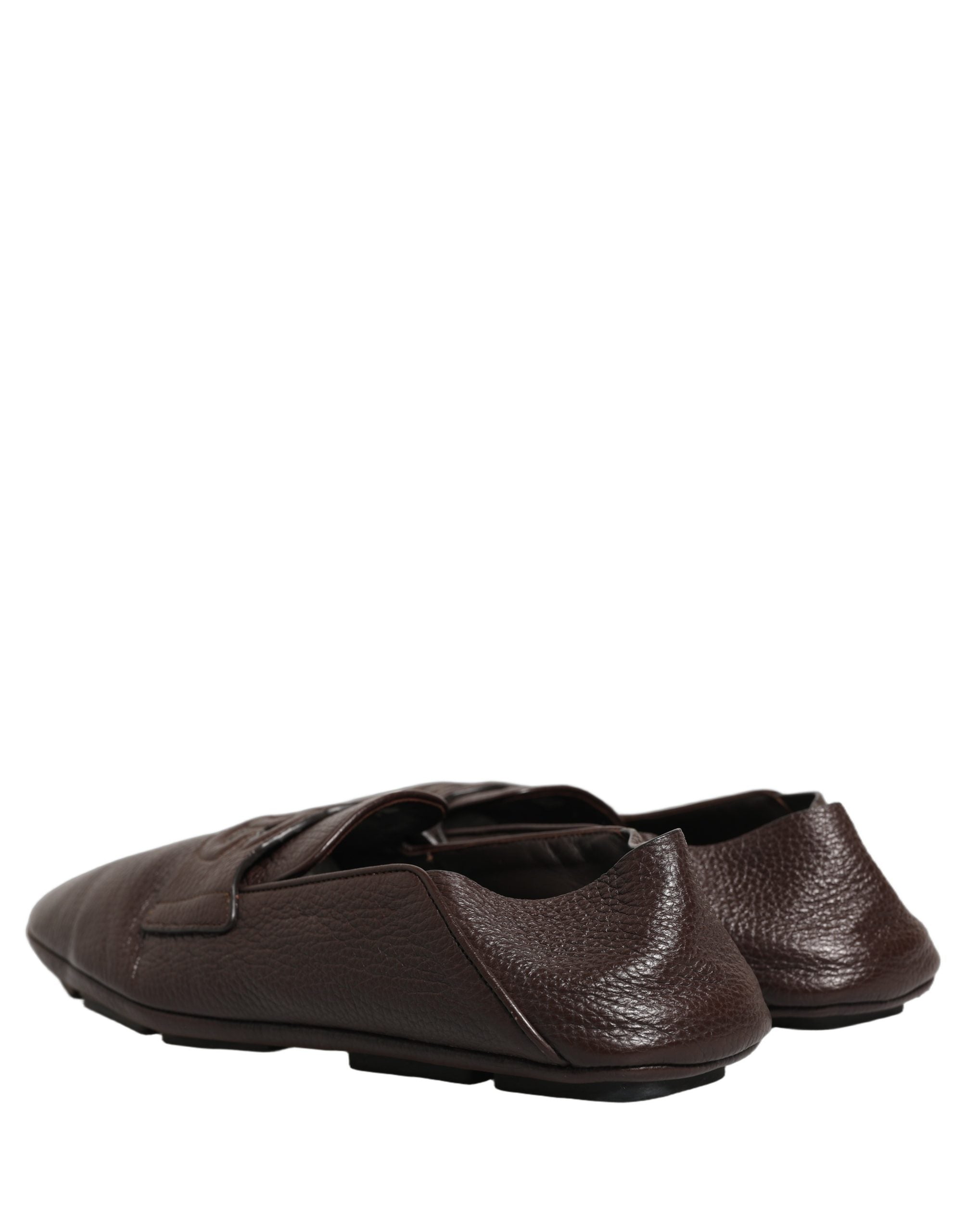 Dolce & Gabbana Brown Deerskin Leather Driver Loafers Men's Shoes
