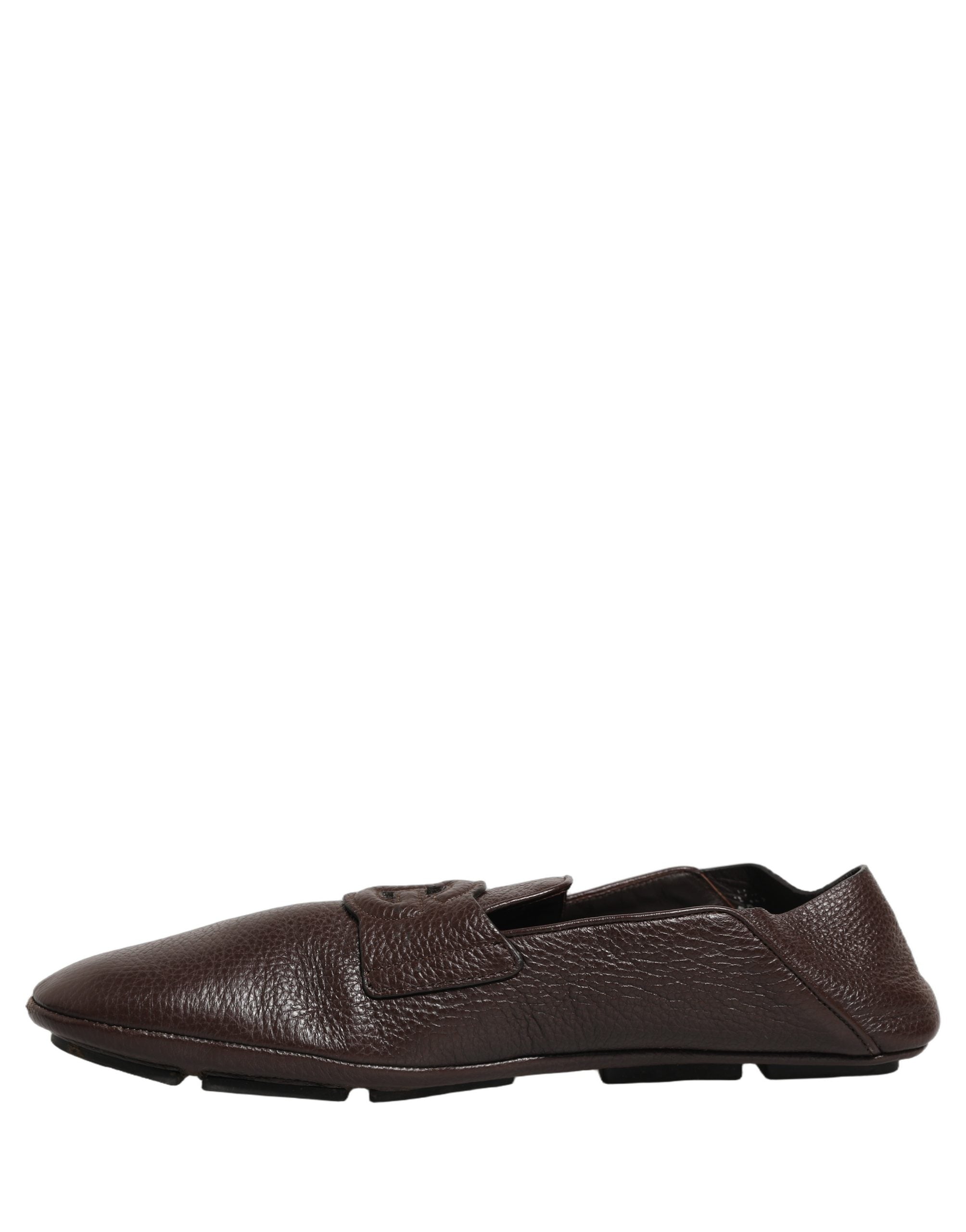 Dolce & Gabbana Brown Deerskin Leather Driver Loafers Men's Shoes