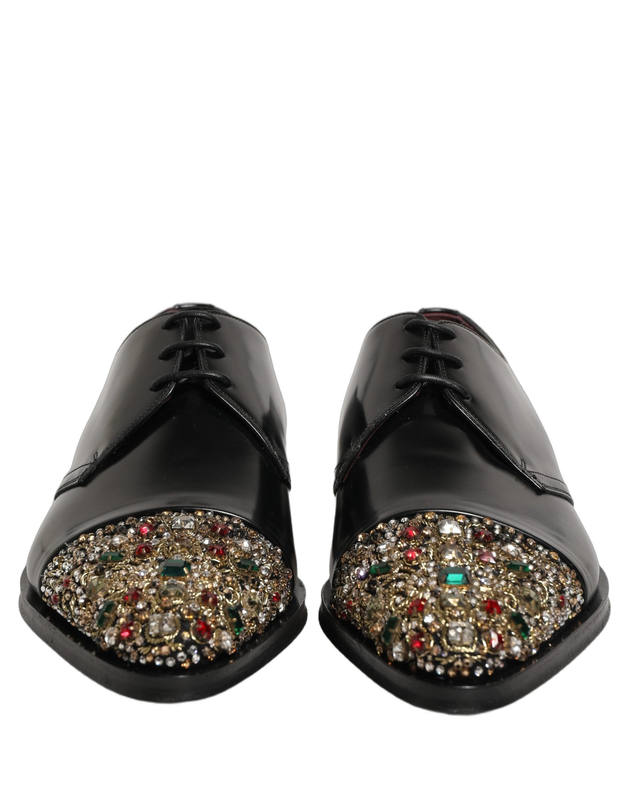 Dolce & Gabbana Black Embellished Derby Dress Formal Men's Shoes