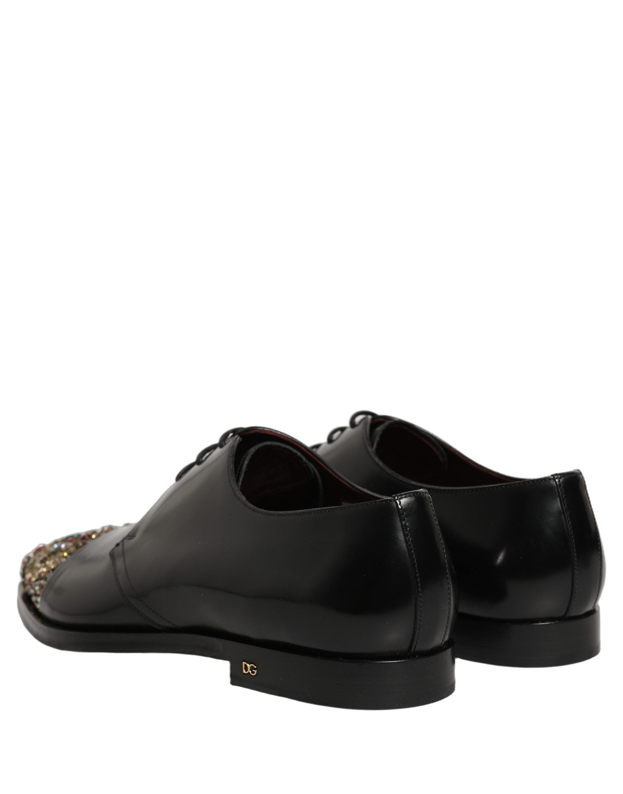 Dolce & Gabbana Black Embellished Derby Dress Formal Men's Shoes