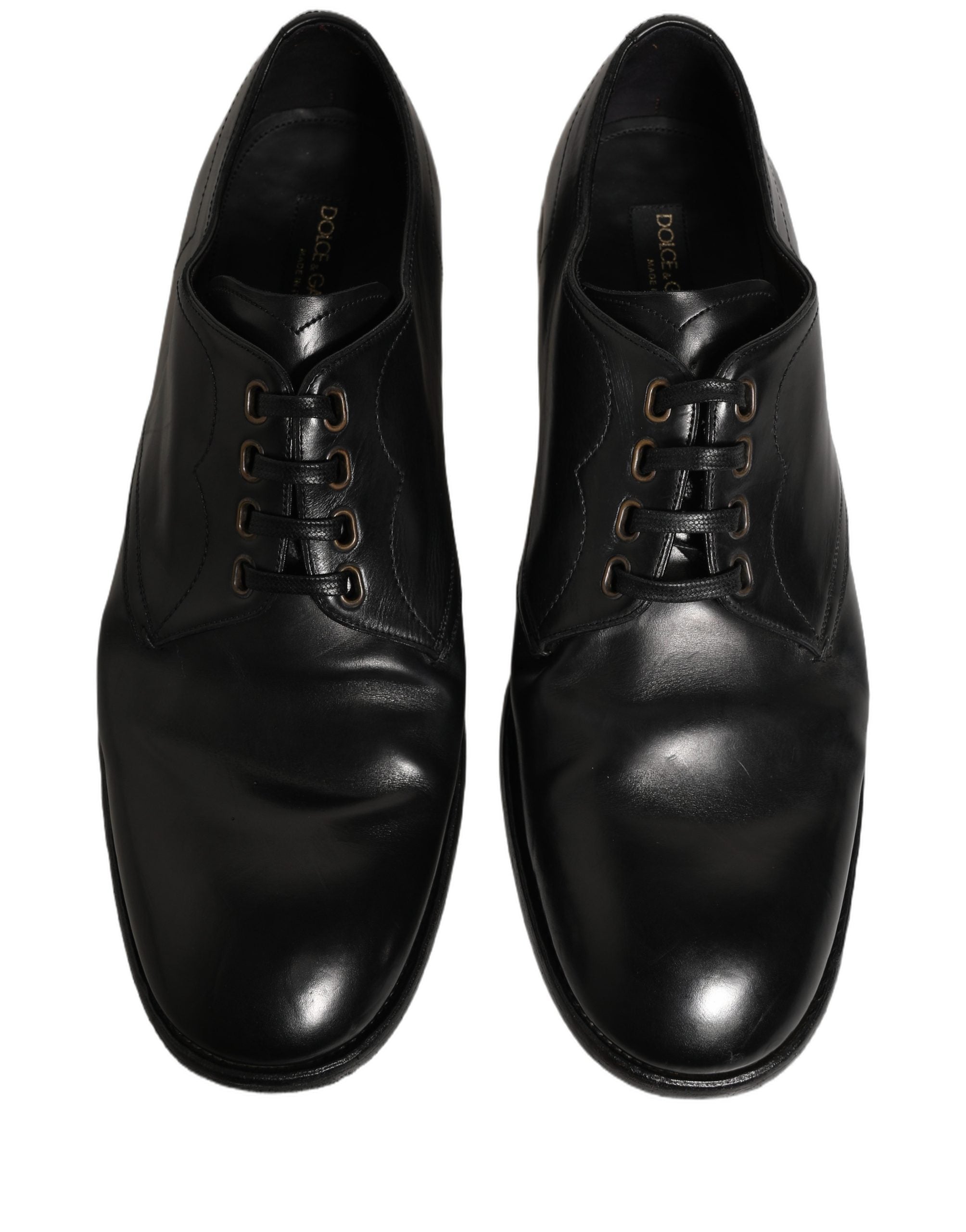 Dolce & Gabbana Black Leather Lace Up Derby Dress Formal Men's Shoes (Pre-Owned)