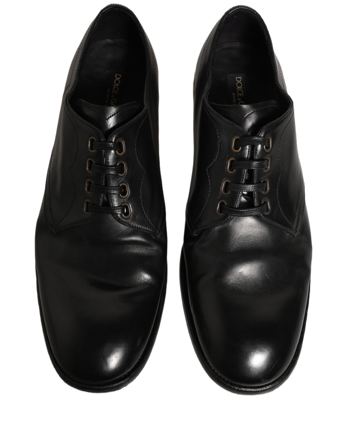 Dolce & Gabbana Black Leather Lace Up Derby Dress Formal Men's Shoes (Pre-Owned)