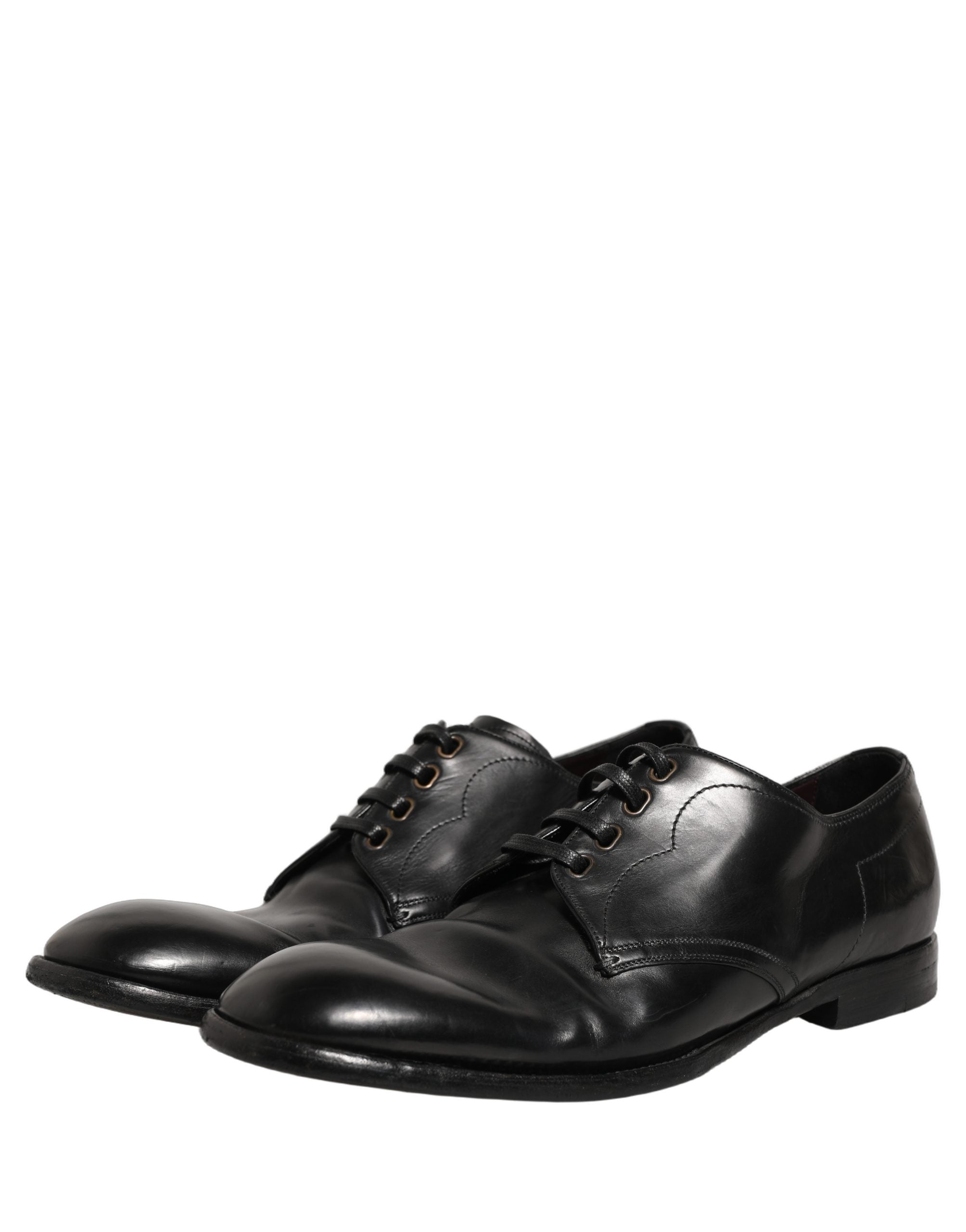 Dolce & Gabbana Black Leather Lace Up Derby Dress Formal Men's Shoes (Pre-Owned)