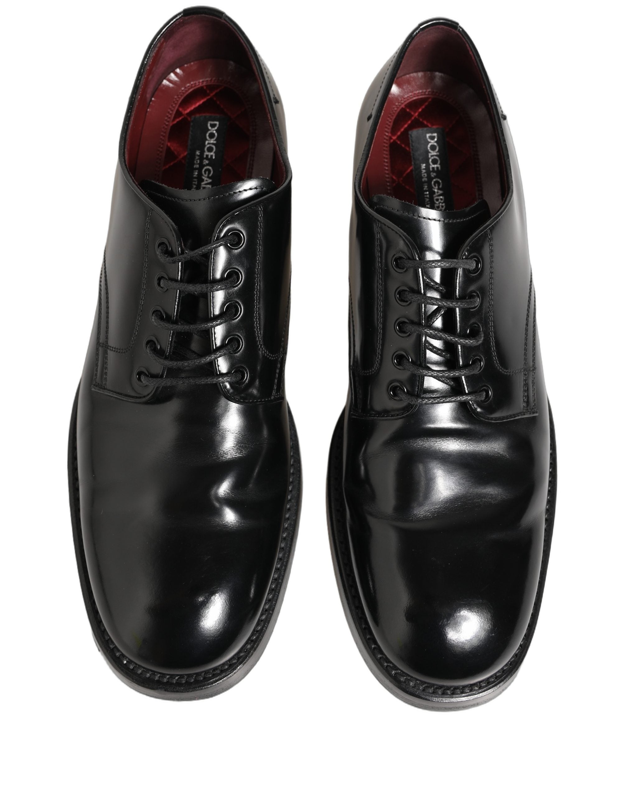 Dolce & Gabbana Black Leather Lace Up Derby Dress Formal Men's Shoes (Pre-Owned)