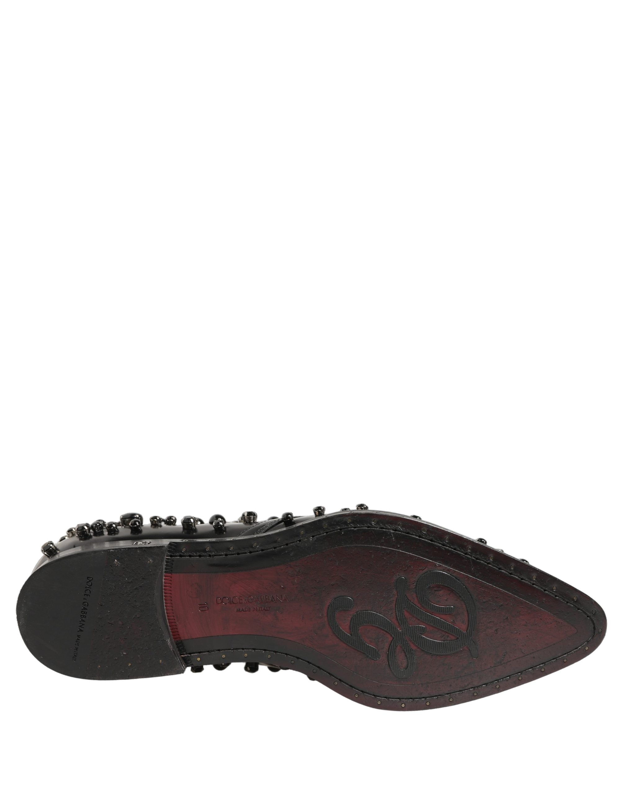 Dolce & Gabbana Black Leather Studded Men Formal Derby Men's Shoes (Pre-Owned)