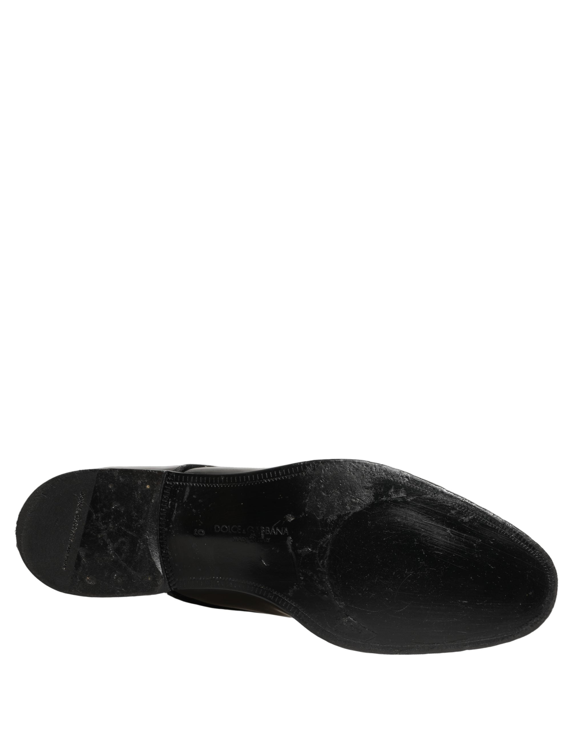 Dolce & Gabbana Black Leather Lace Up Derby Dress Formal Men's Shoes (Pre-Owned)