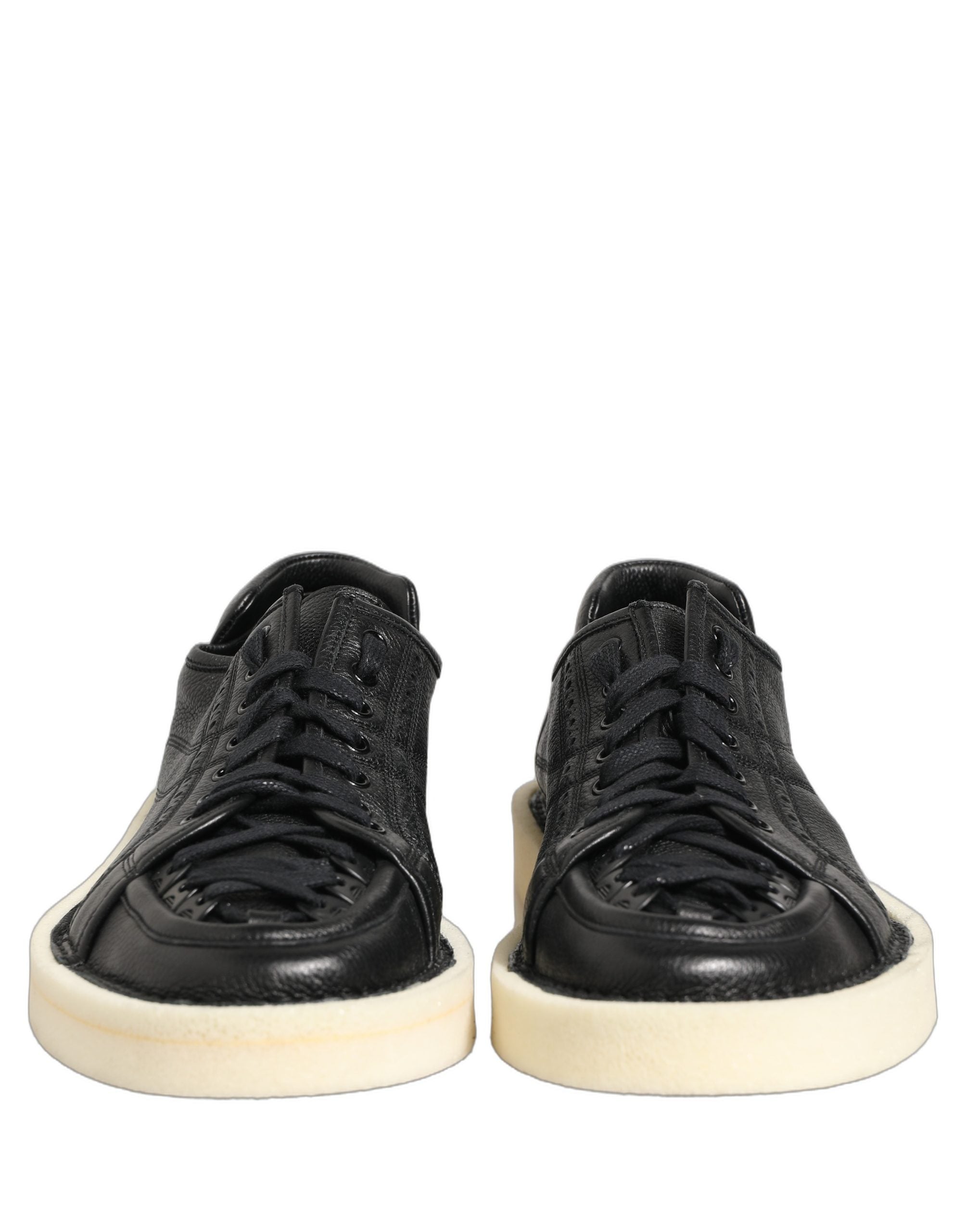 Dolce & Gabbana Black Leather Lace Up Low Top Sneakers Men's Shoes (Pre-Owned)