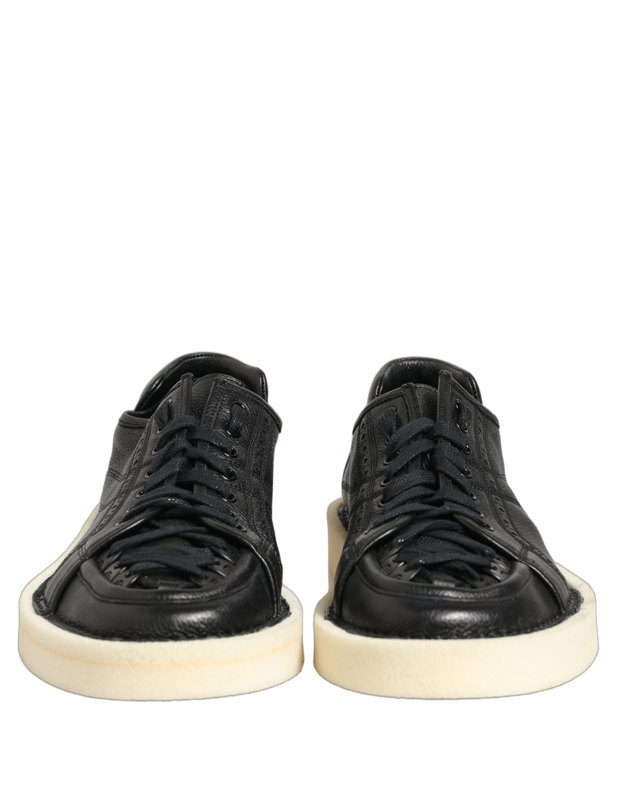 Dolce & Gabbana Black Leather Lace Up Low Top Sneakers Men's Shoes (Pre-Owned)