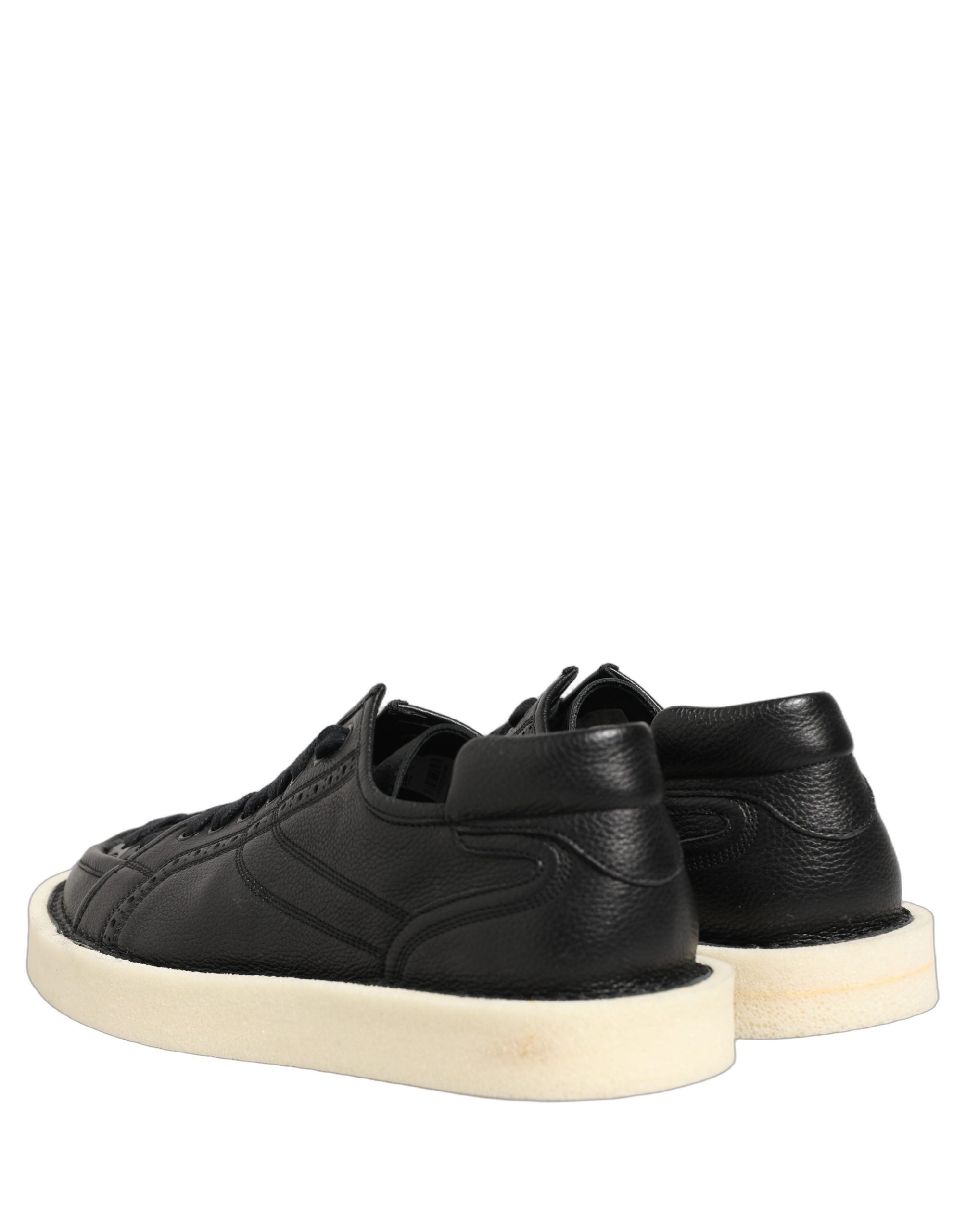 Dolce & Gabbana Black Leather Lace Up Low Top Sneakers Men's Shoes (Pre-Owned)