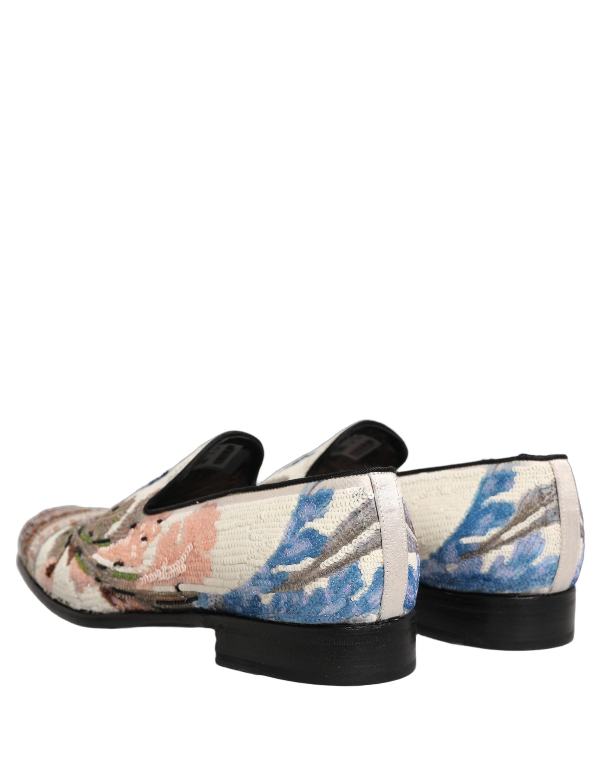 Dolce & Gabbana Multicolor Sequin Embroidered Loafers Men's Shoes