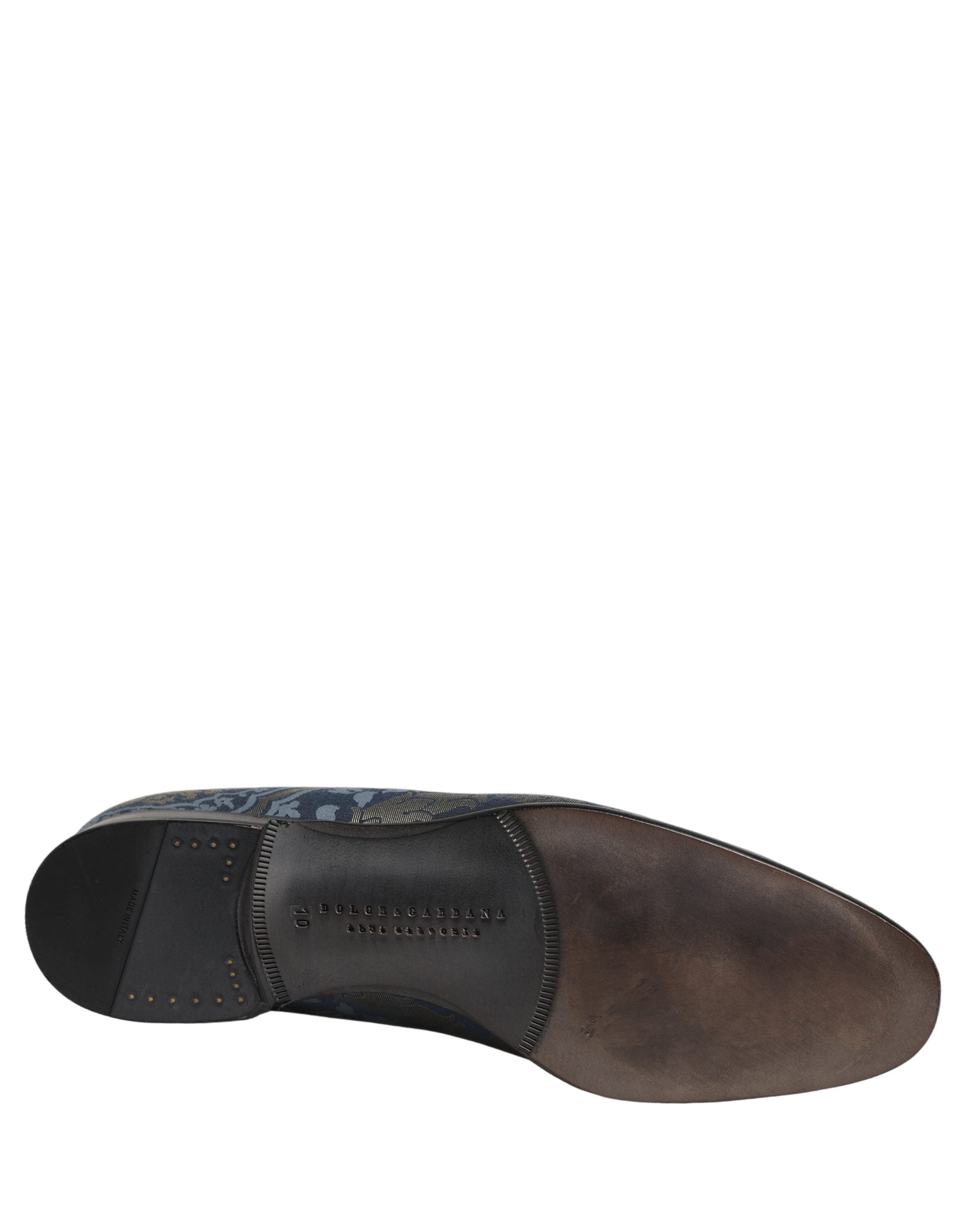 Dolce & Gabbana Blue Floral Brocade Slip On Loafers Men's Shoes