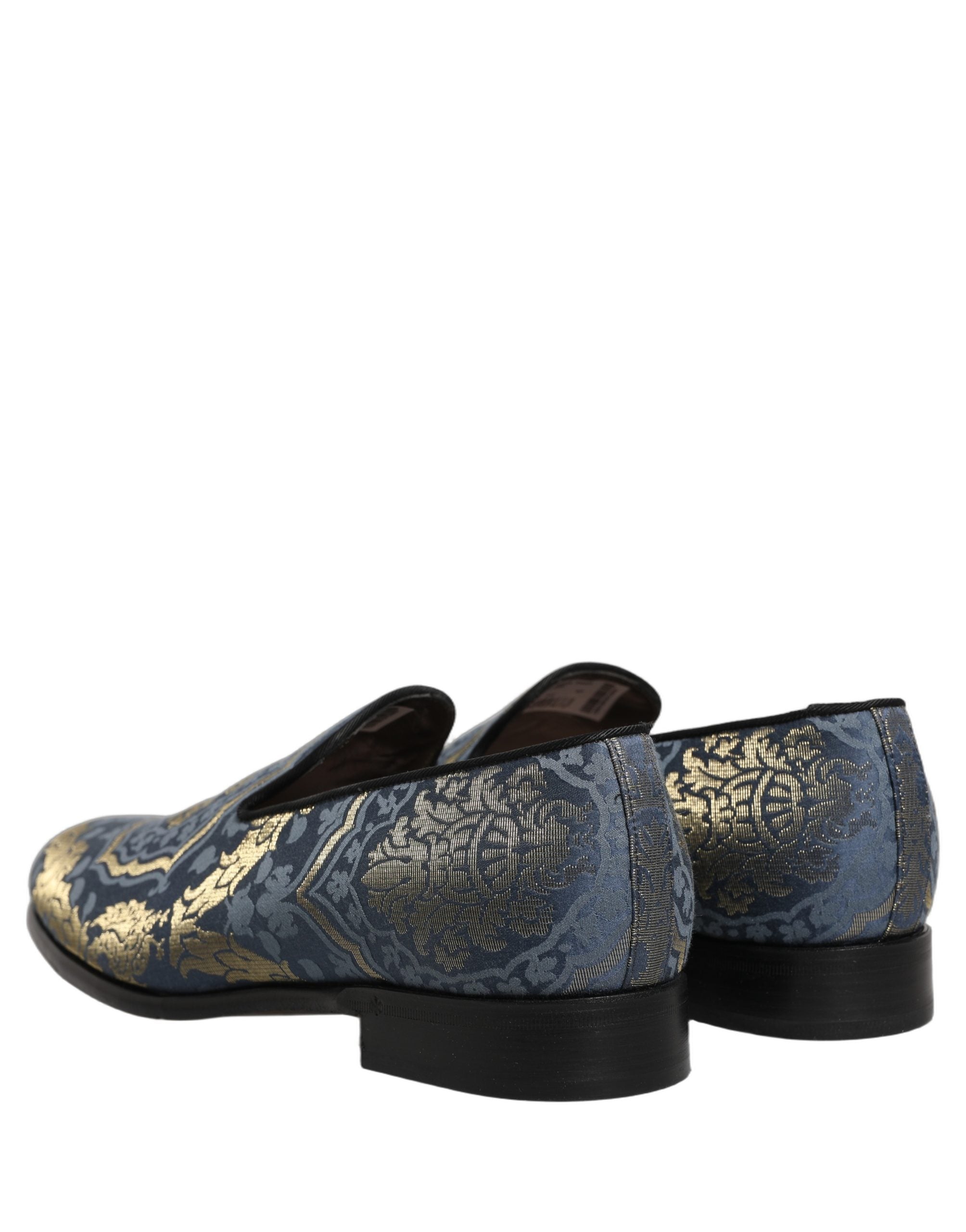 Dolce & Gabbana Blue Floral Brocade Slip On Loafers Men's Shoes