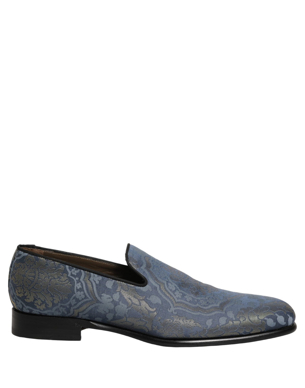 Dolce & Gabbana Blue Floral Brocade Slip On Loafers Men's Shoes