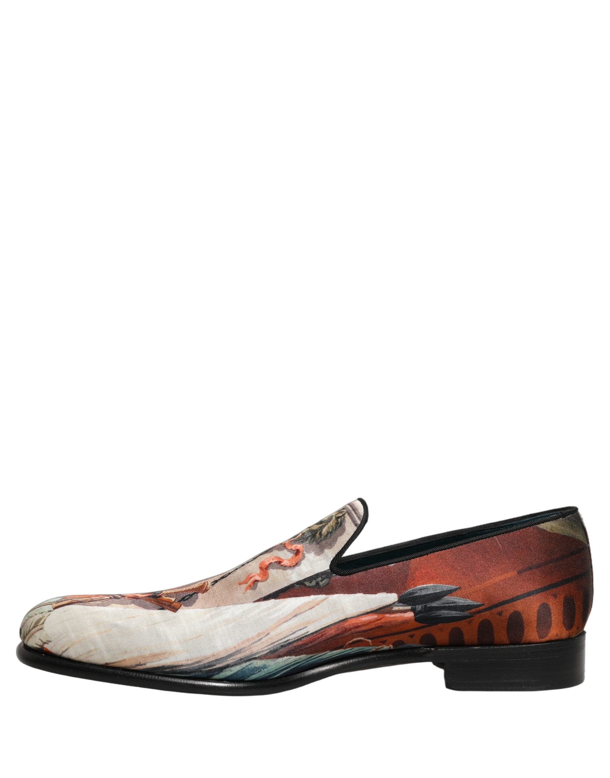 Dolce & Gabbana Multicolor Lion Print Slip On Loafers Men's Shoes