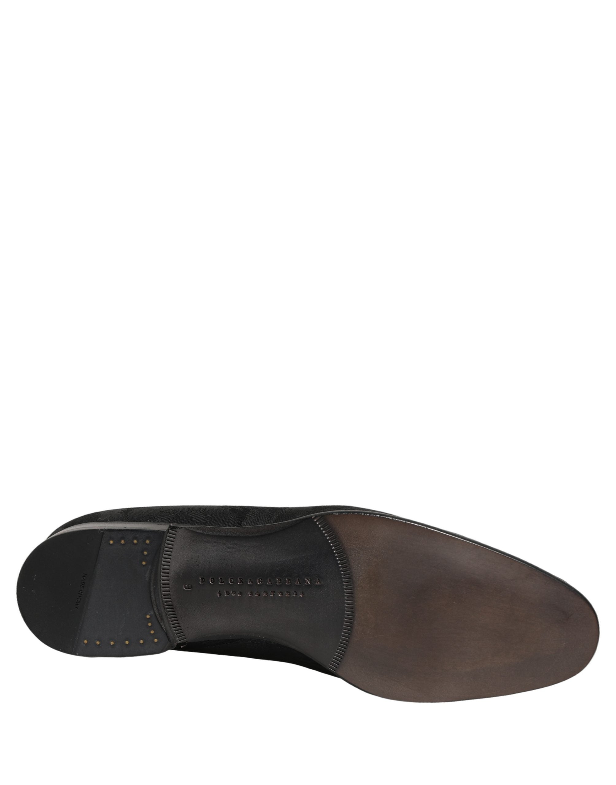 Dolce & Gabbana Black Brocade Men Slip On Dress Loafers Men's Shoes