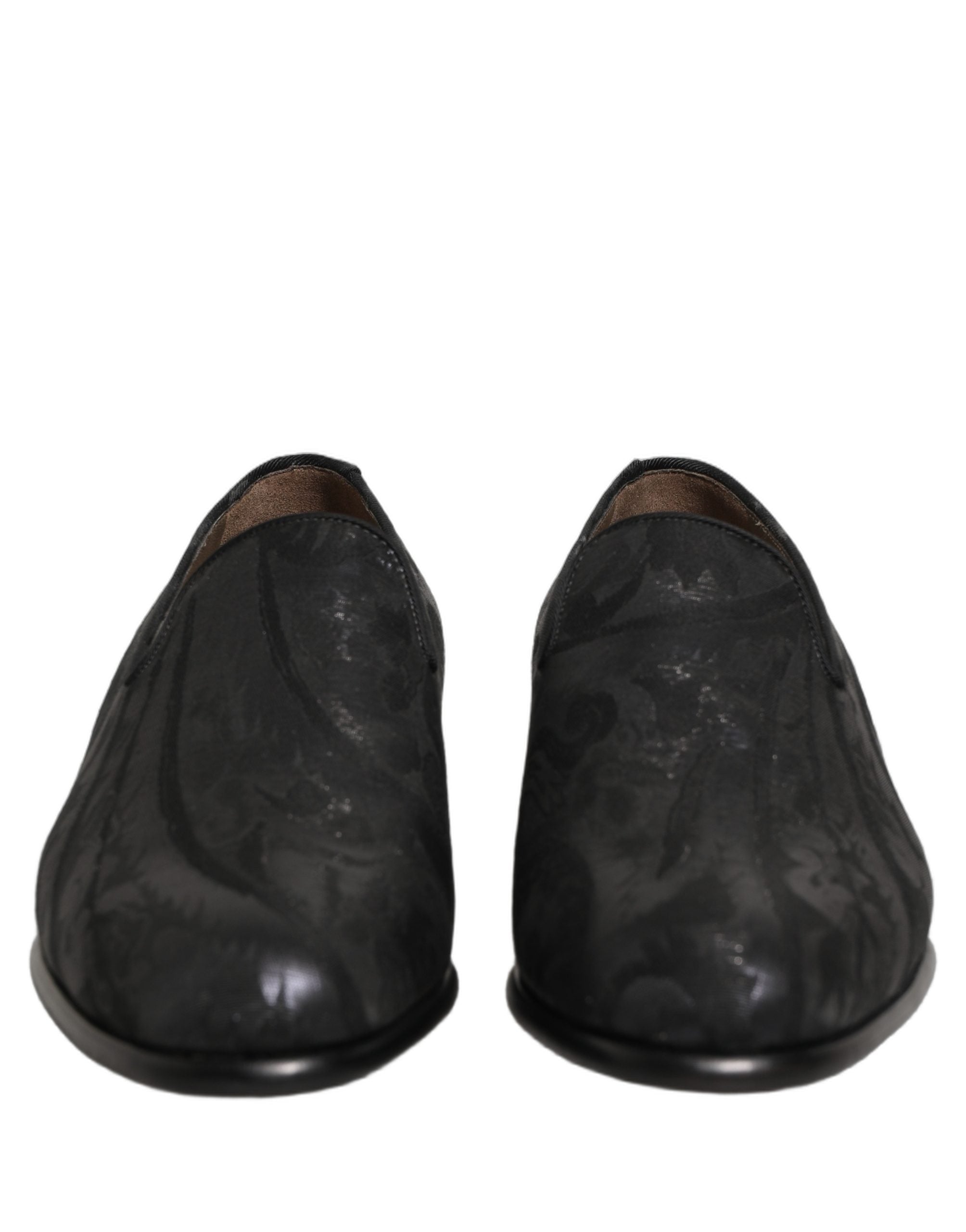 Dolce & Gabbana Black Brocade Men Slip On Dress Loafers Men's Shoes