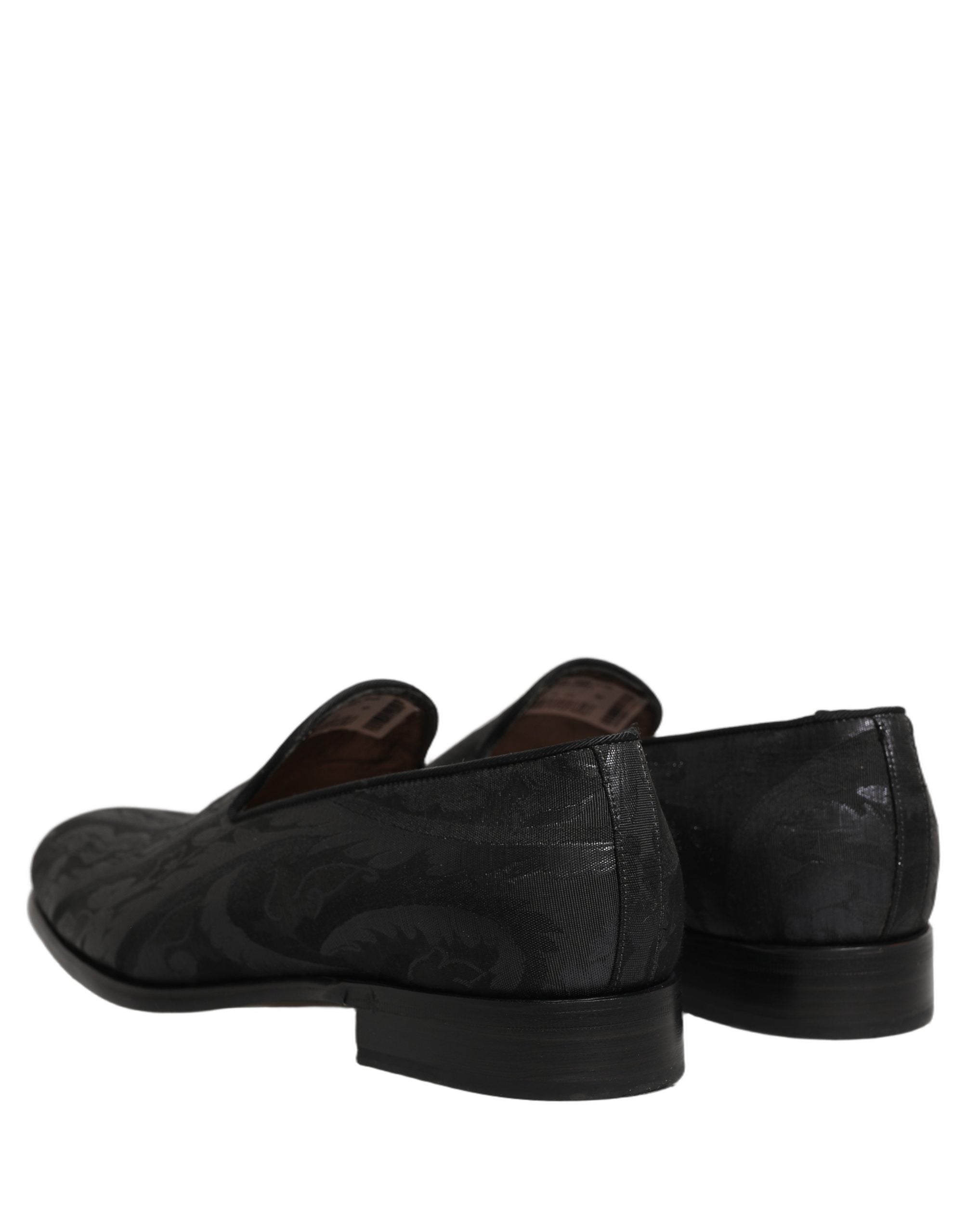 Dolce & Gabbana Black Brocade Men Slip On Dress Loafers Men's Shoes