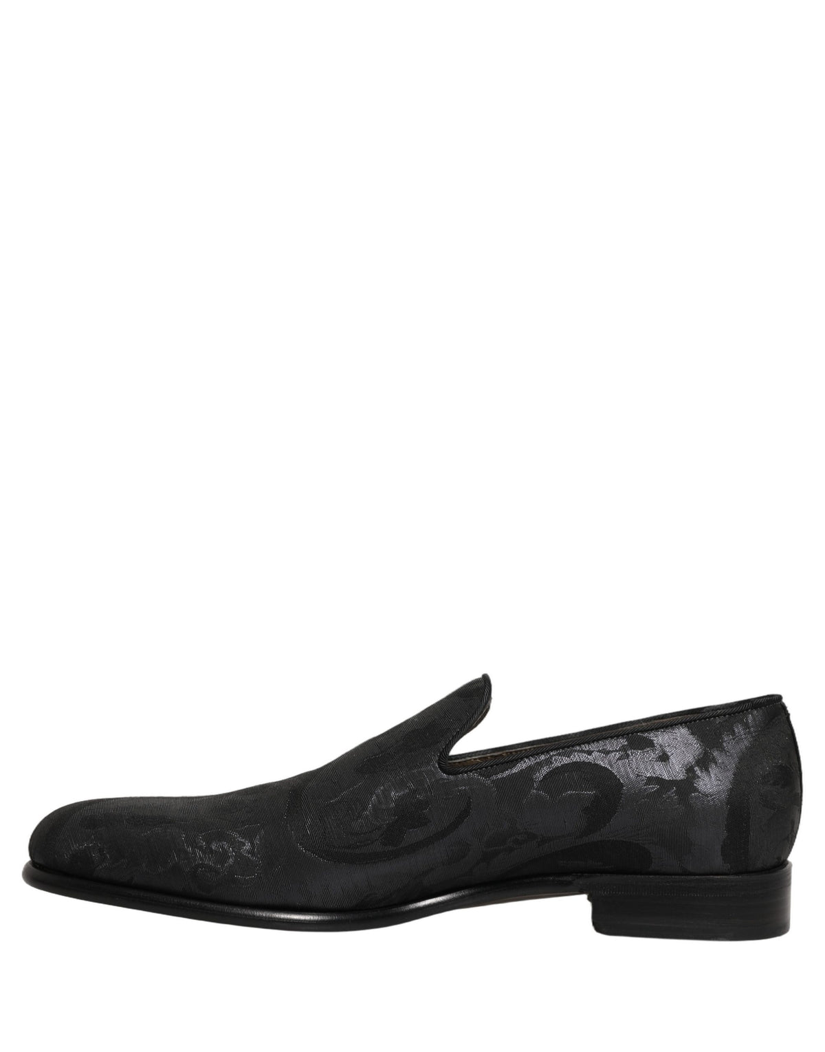 Dolce & Gabbana Black Brocade Men Slip On Dress Loafers Men's Shoes