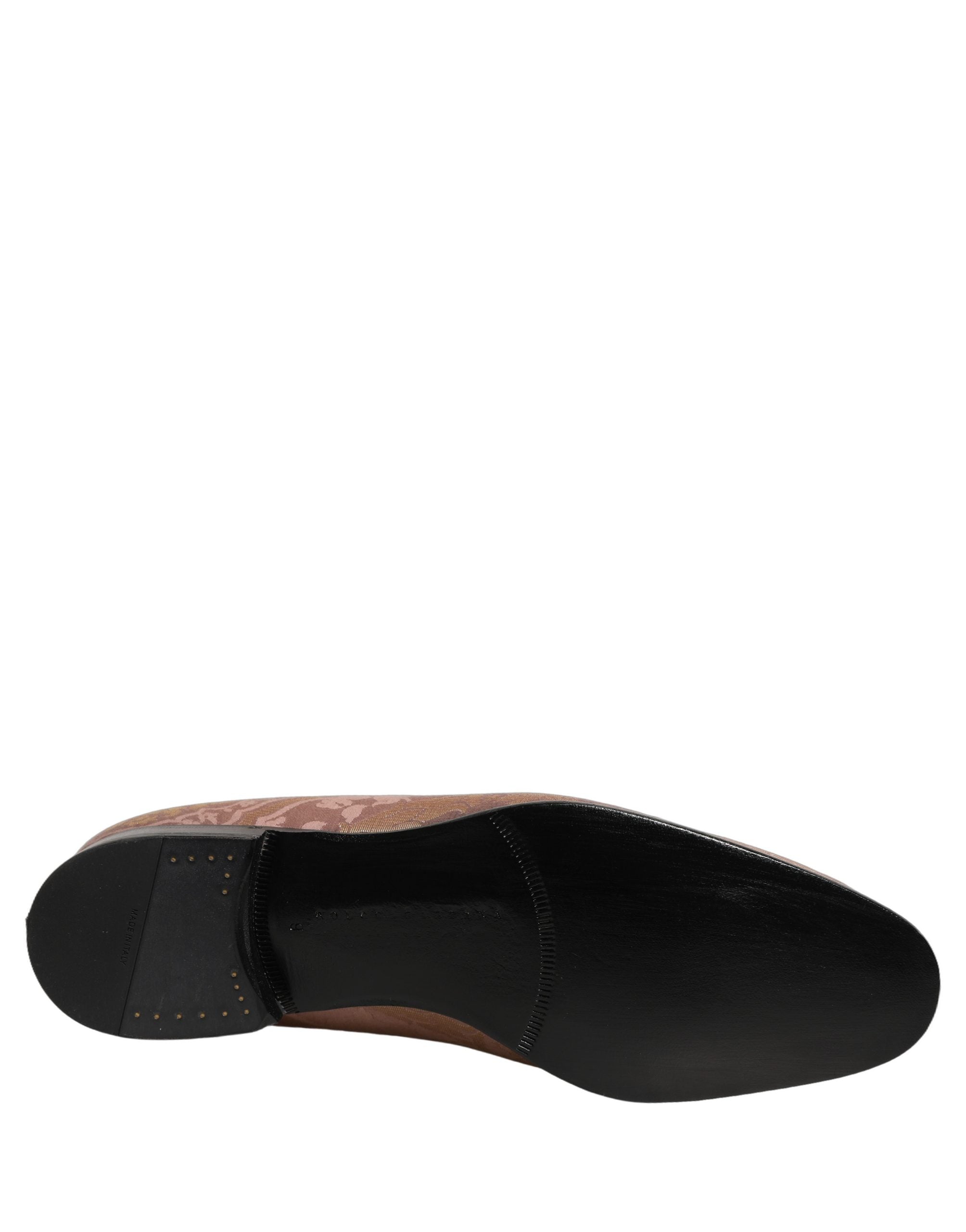 Dolce & Gabbana Pink Brocade Men Slip On Dress Loafers Men's Shoes