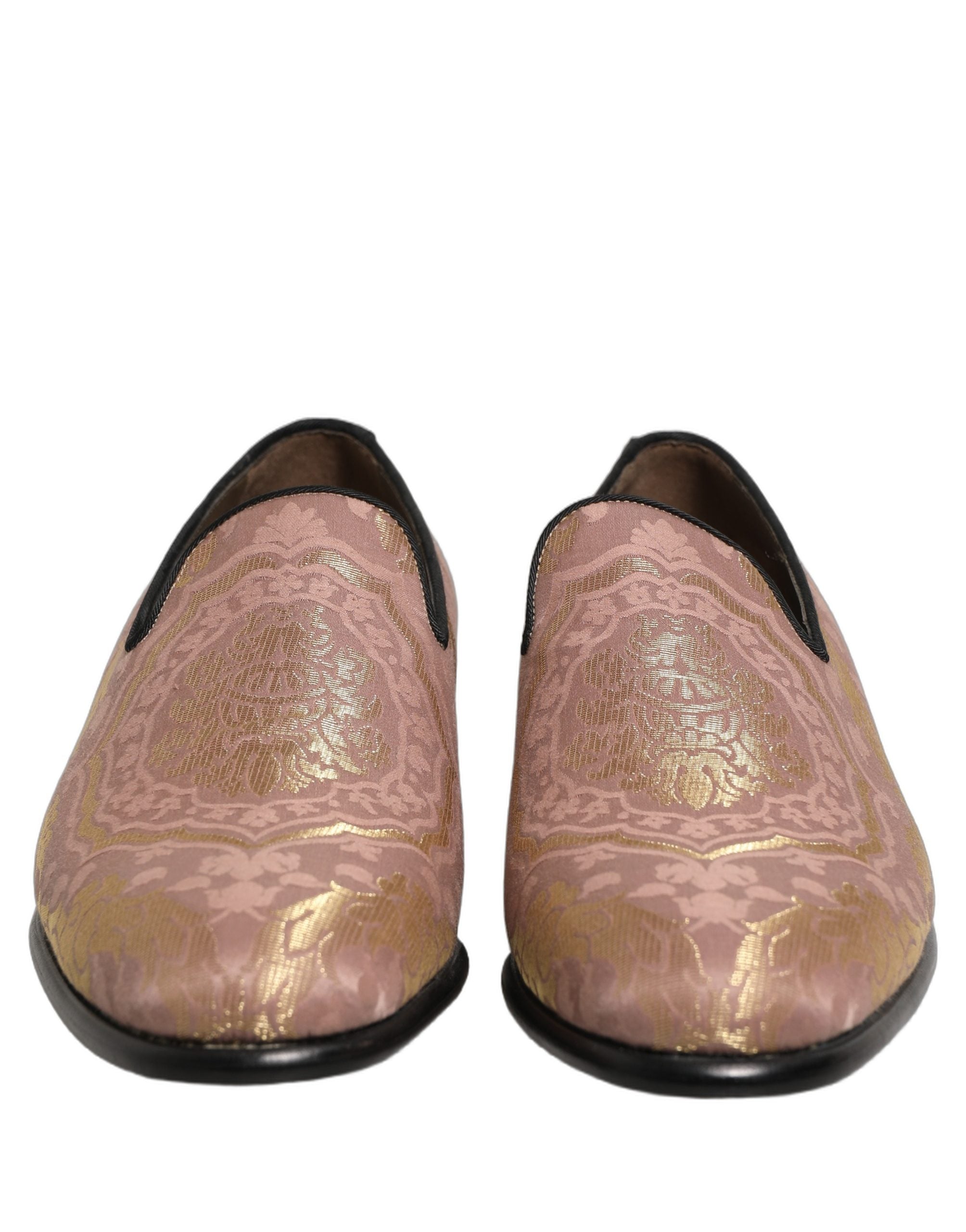 Dolce & Gabbana Pink Brocade Men Slip On Dress Loafers Men's Shoes