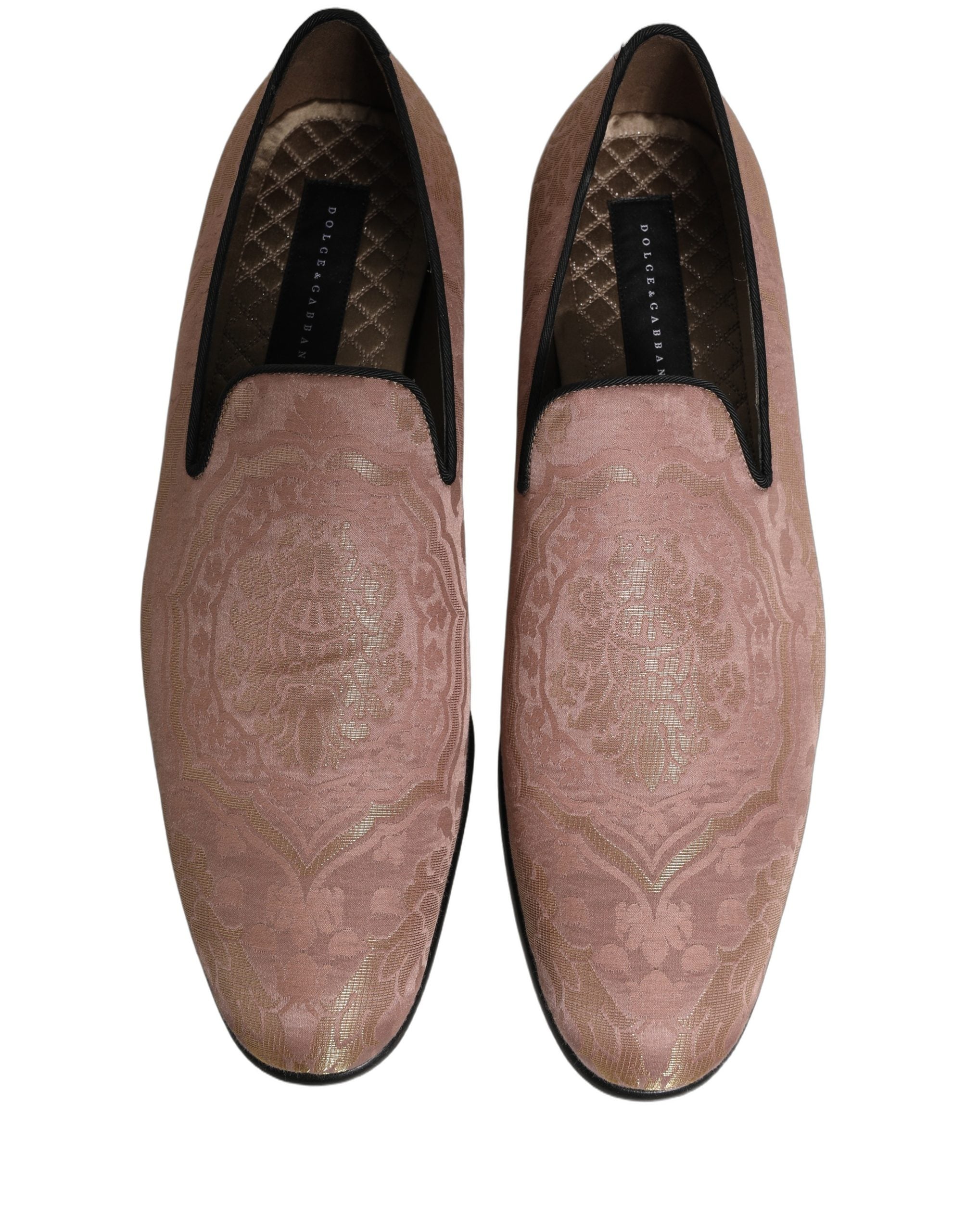 Dolce & Gabbana Pink Brocade Men Slip On Dress Loafers Men's Shoes