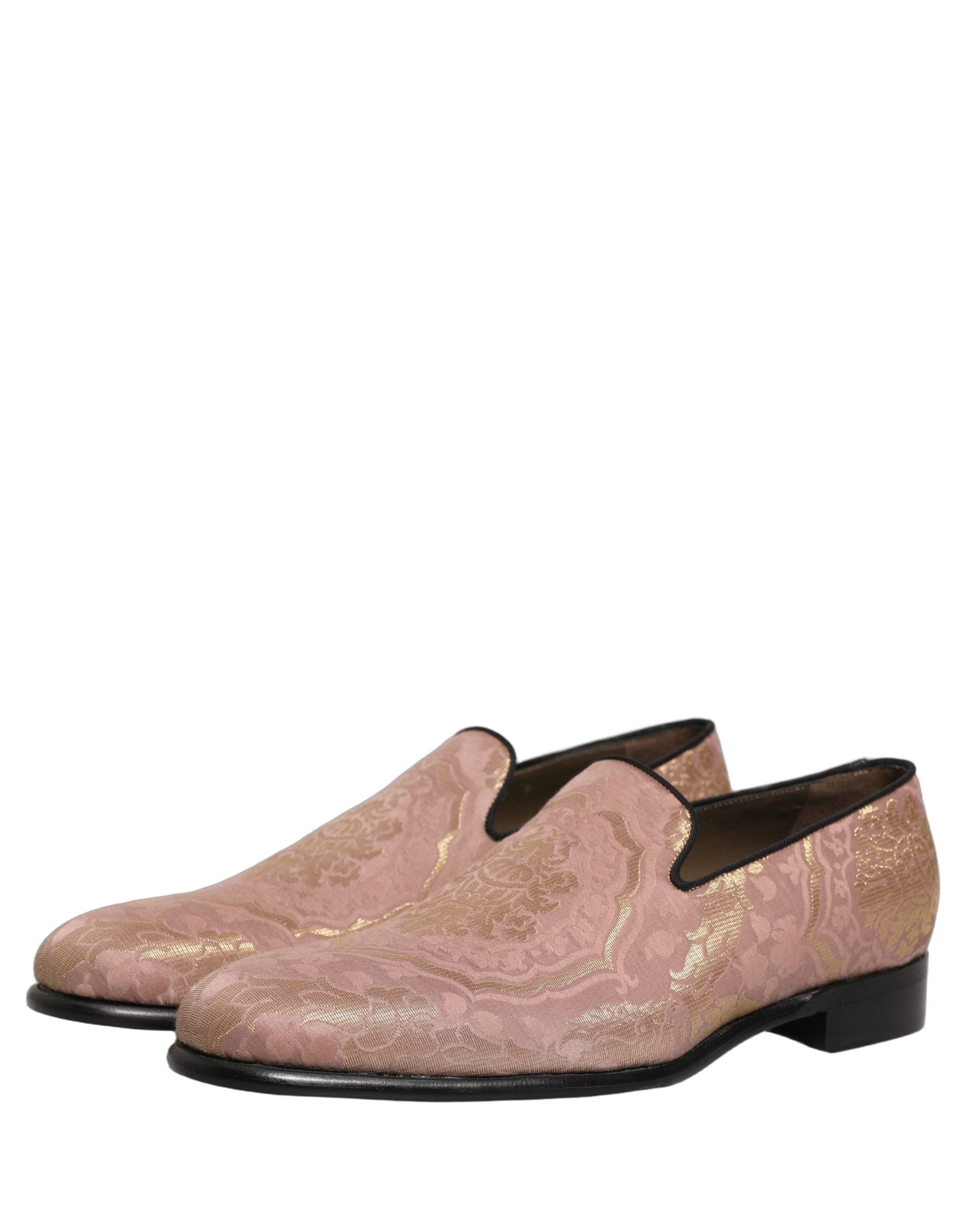Dolce & Gabbana Pink Brocade Men Slip On Dress Loafers Men's Shoes