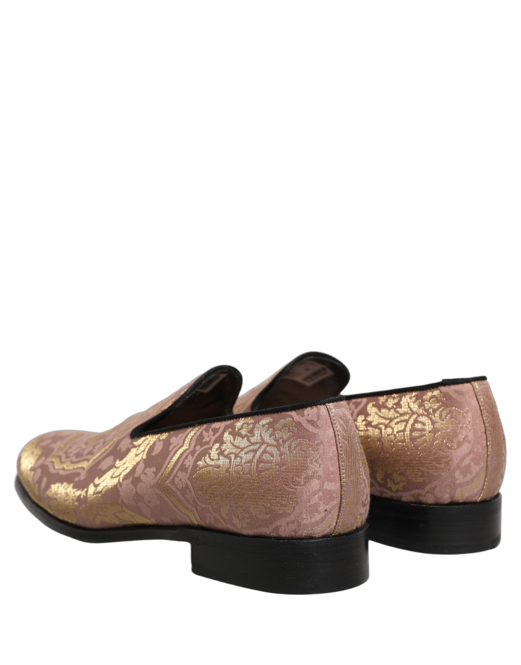 Dolce & Gabbana Pink Brocade Men Slip On Dress Loafers Men's Shoes