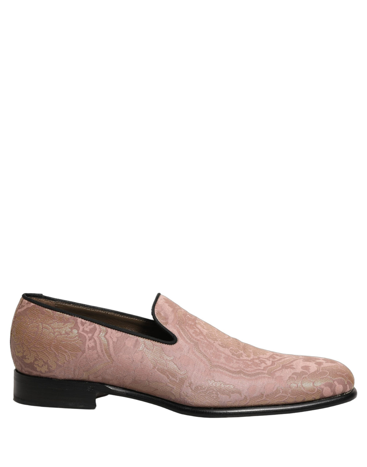 Dolce & Gabbana Pink Brocade Men Slip On Dress Loafers Men's Shoes