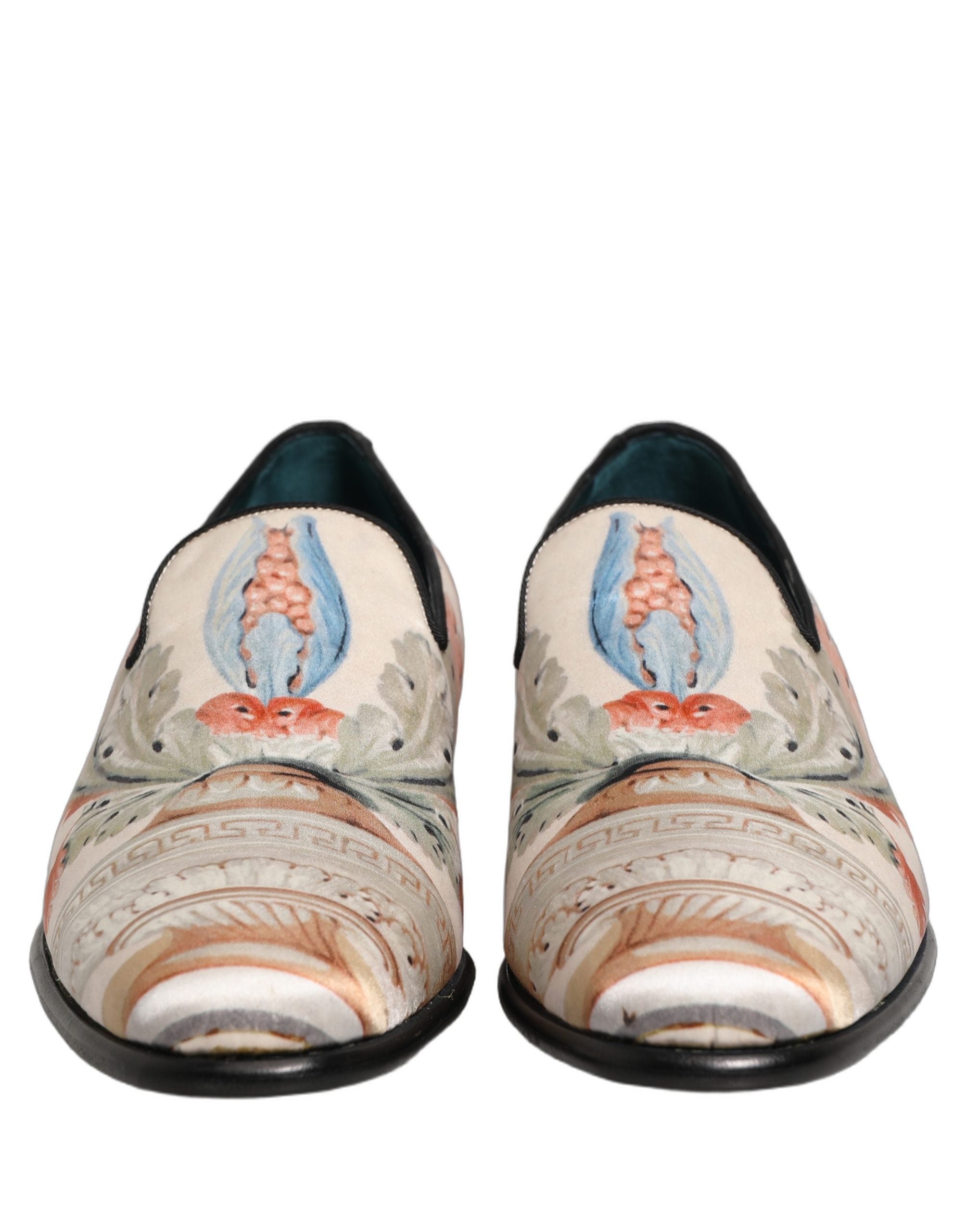 Dolce & Gabbana White Floral Vase Slip On Dress Loafers Men's Shoes