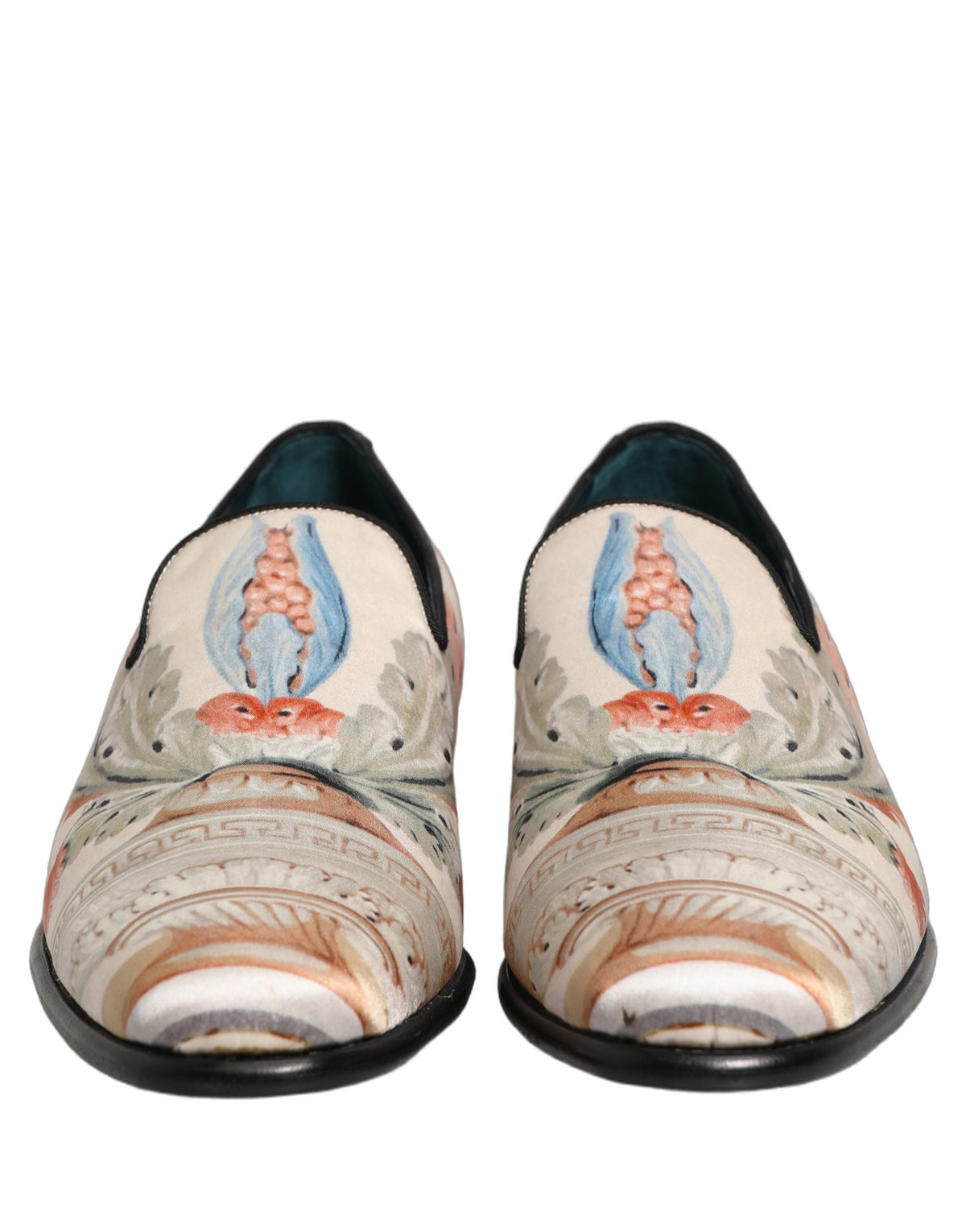 Dolce & Gabbana White Floral Vase Slip On Dress Loafers Men's Shoes