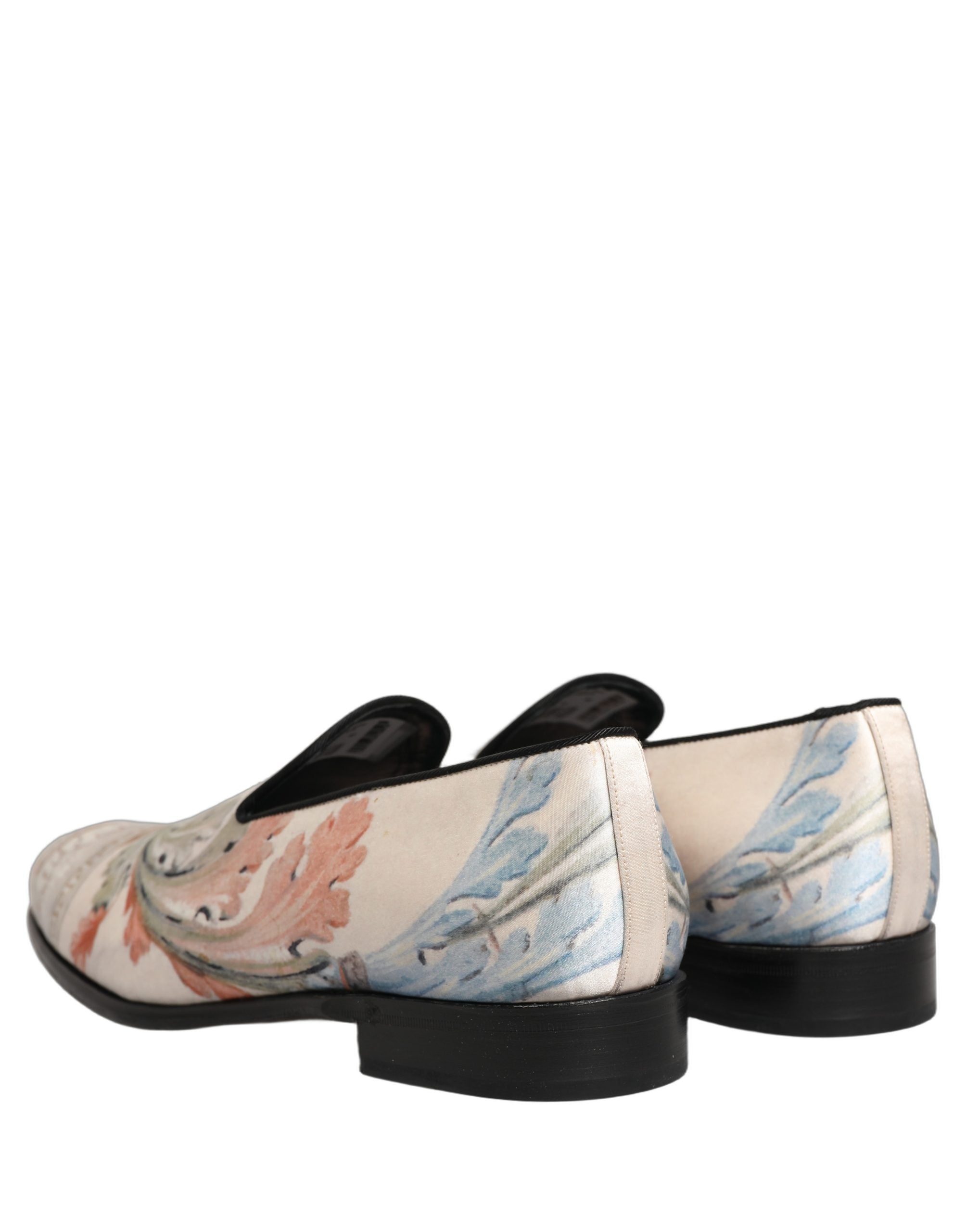 Dolce & Gabbana White Floral Vase Slip On Dress Loafers Men's Shoes