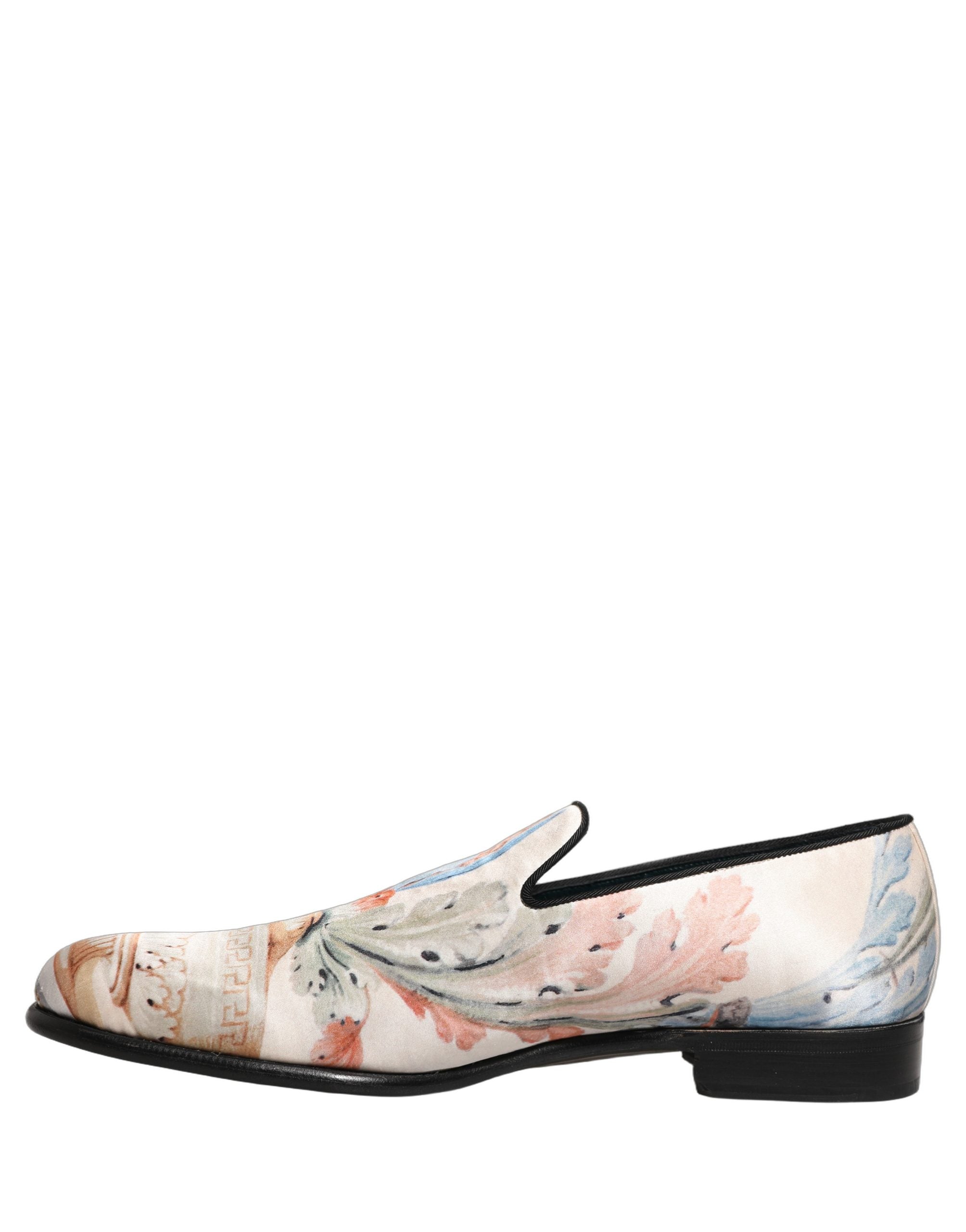 Dolce & Gabbana White Floral Vase Slip On Dress Loafers Men's Shoes