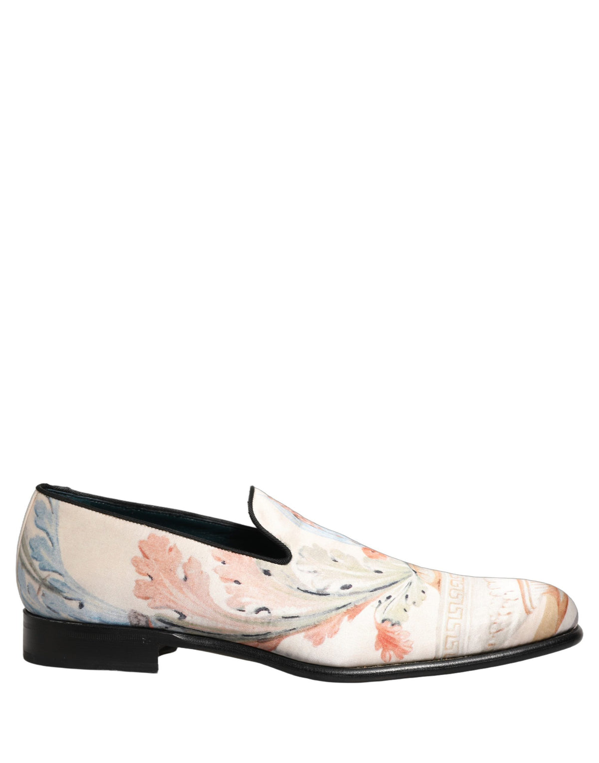 Dolce & Gabbana White Floral Vase Slip On Dress Loafers Men's Shoes