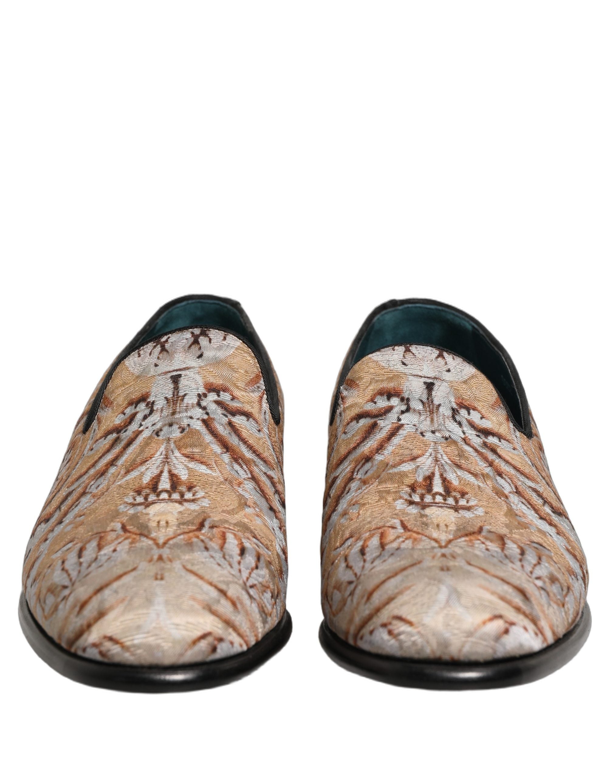 Dolce & Gabbana Gold Brocade Baroque Men Loafers Men's Shoes