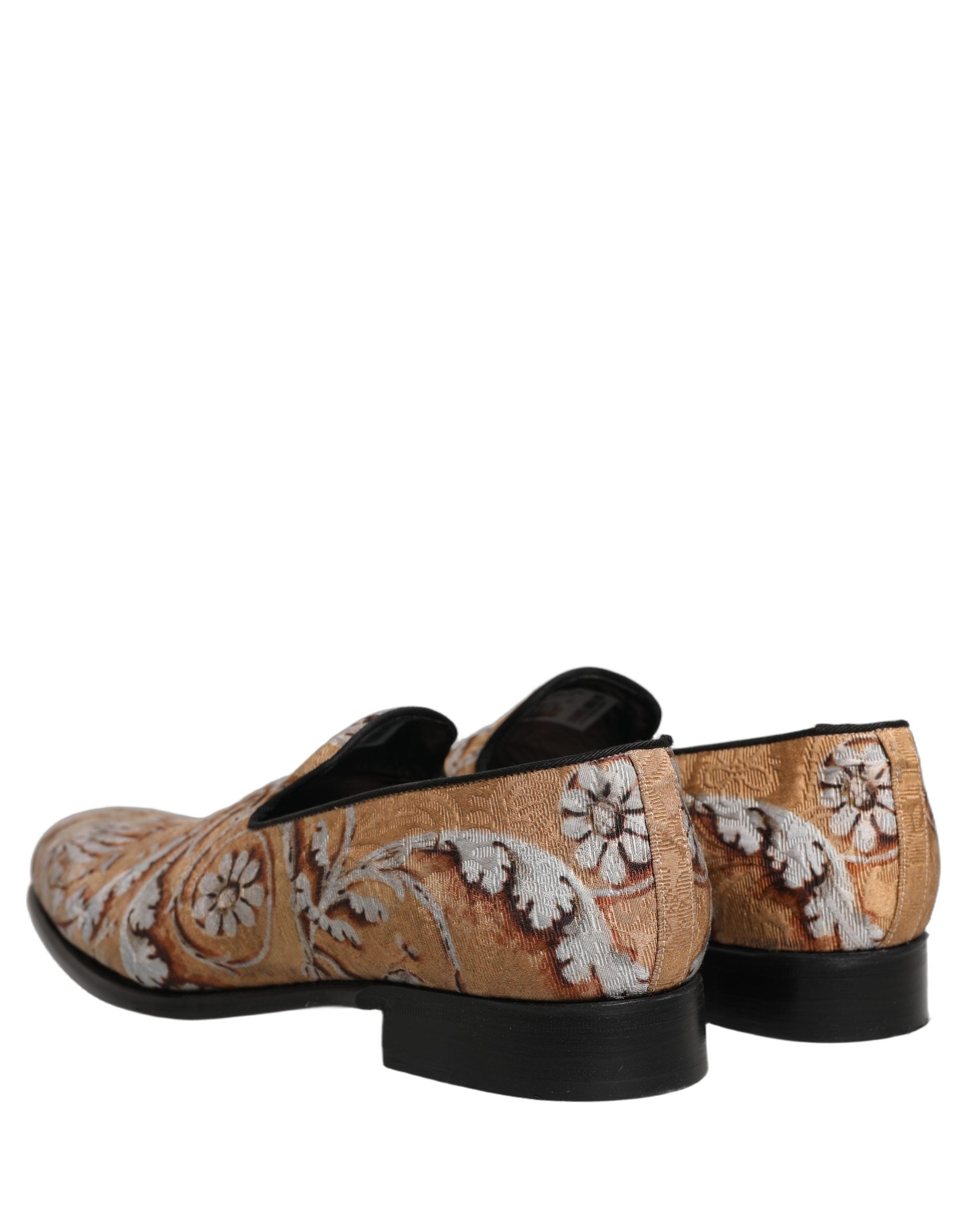 Dolce & Gabbana Gold Brocade Baroque Men Loafers Men's Shoes