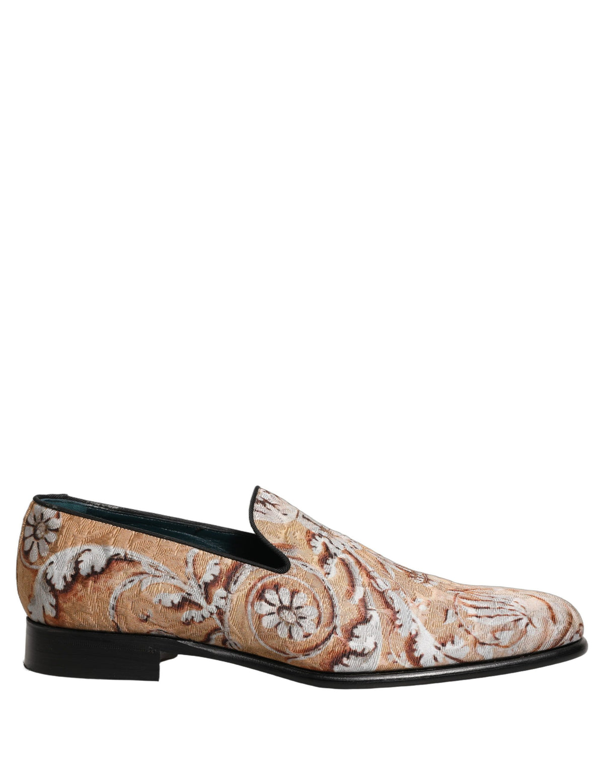 Dolce & Gabbana Gold Brocade Baroque Men Loafers Men's Shoes