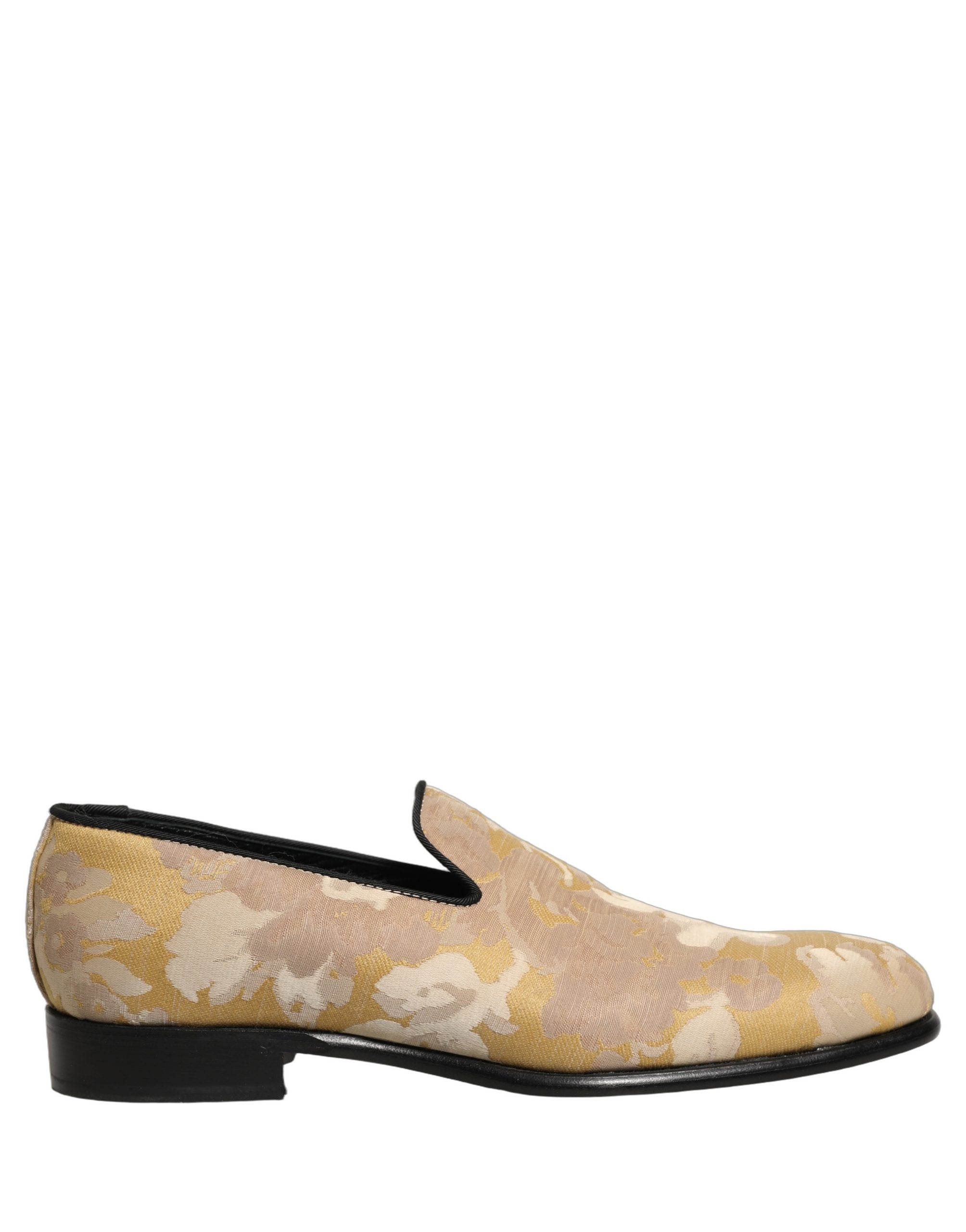 Dolce & Gabbana Gold Floral Print Jacquard Men Loafers Men's Shoes