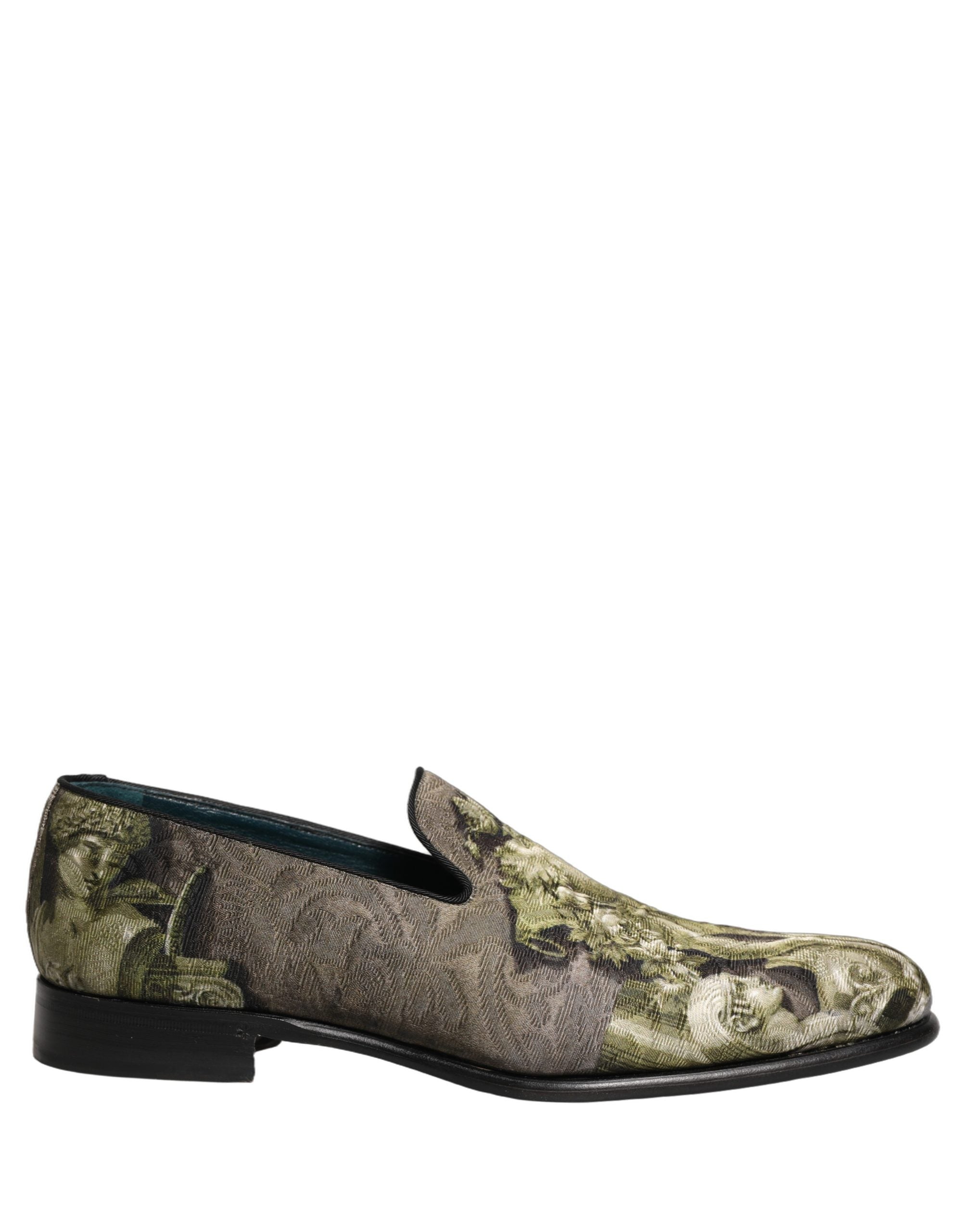 Dolce & Gabbana Brown Baroque Print Slip On Loafers Men's Shoes