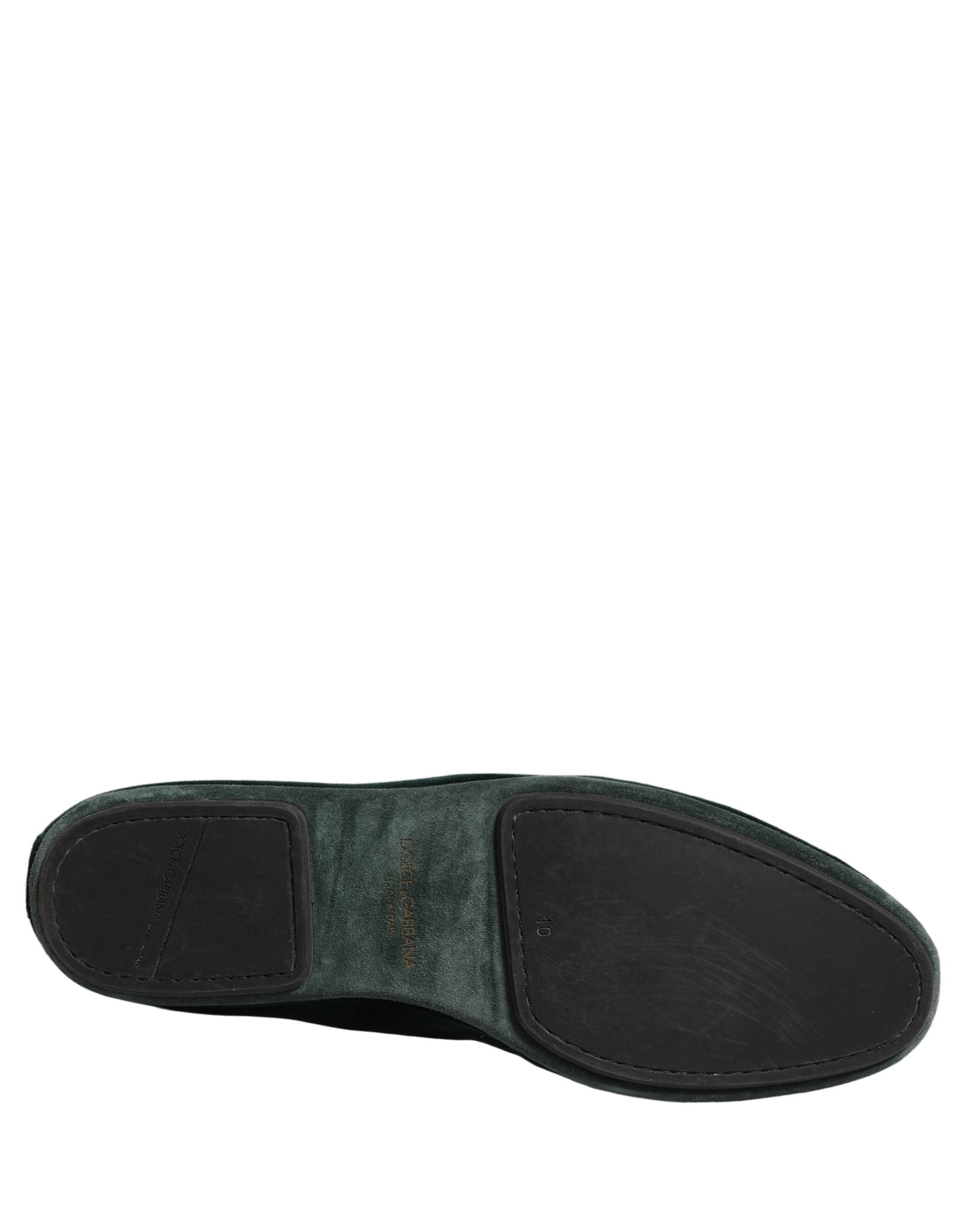 Dolce & Gabbana Green Velvet Slip On Men Flats Loafers Men's Shoes