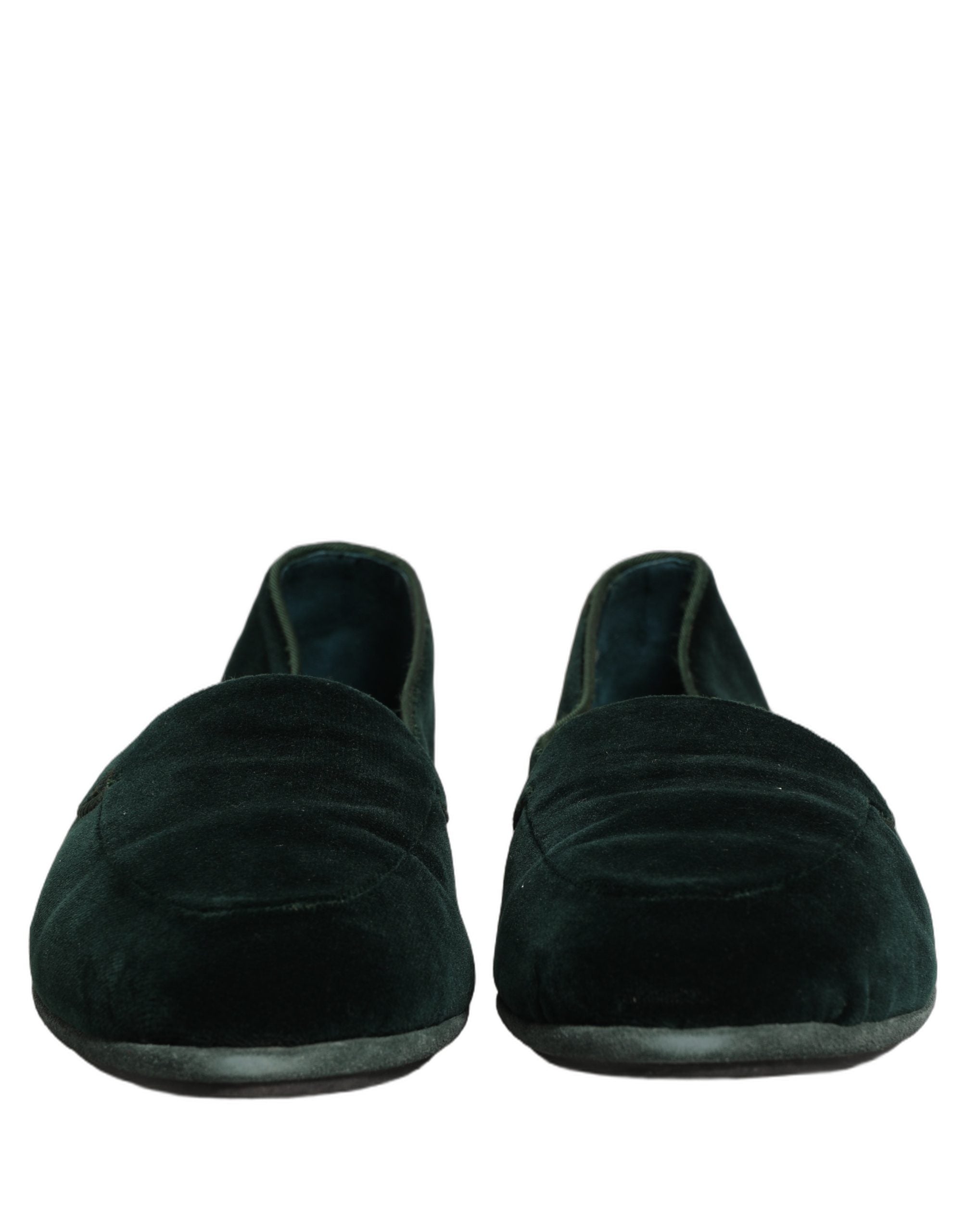 Dolce & Gabbana Green Velvet Slip On Men Flats Loafers Men's Shoes