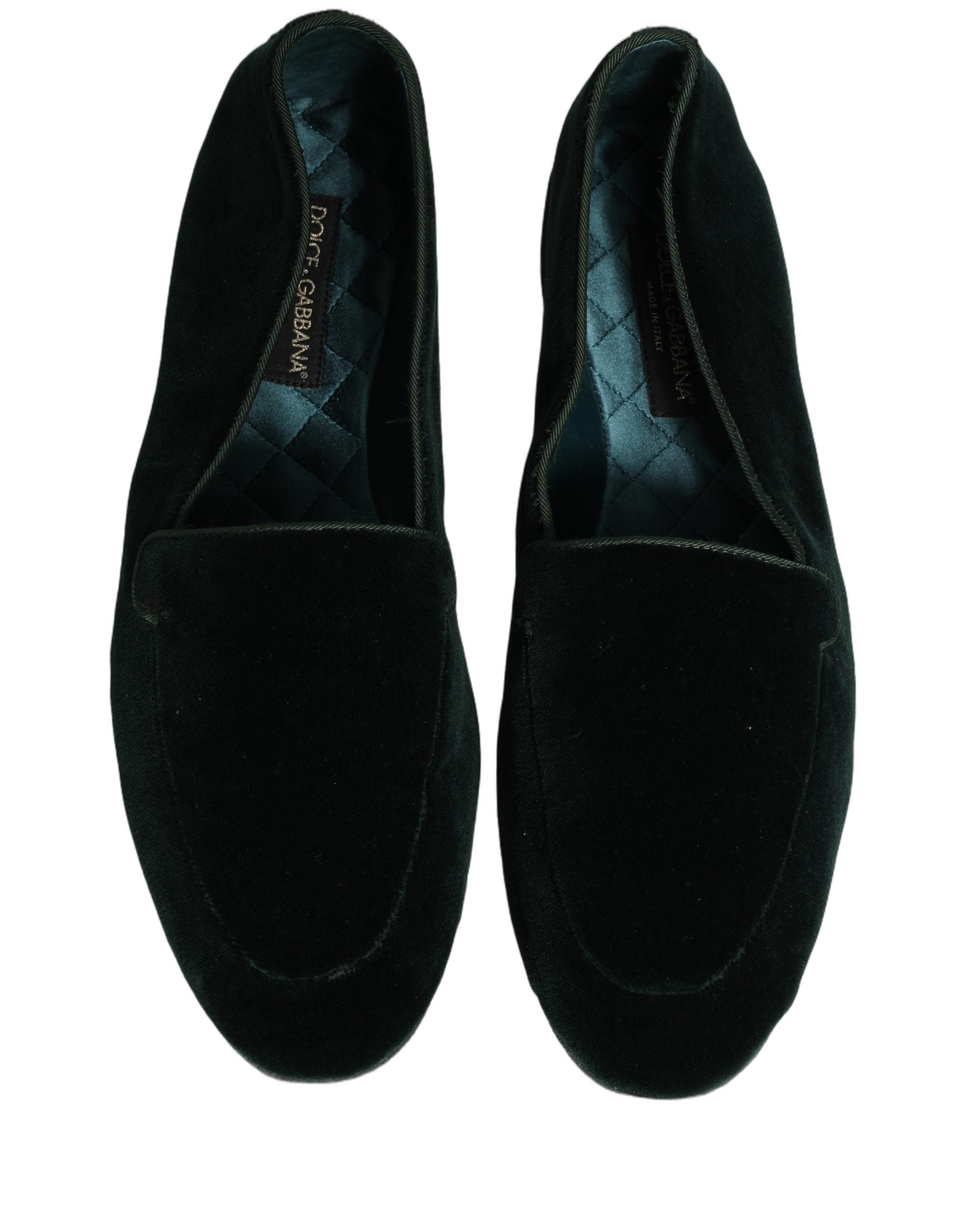 Dolce & Gabbana Green Velvet Slip On Men Flats Loafers Men's Shoes